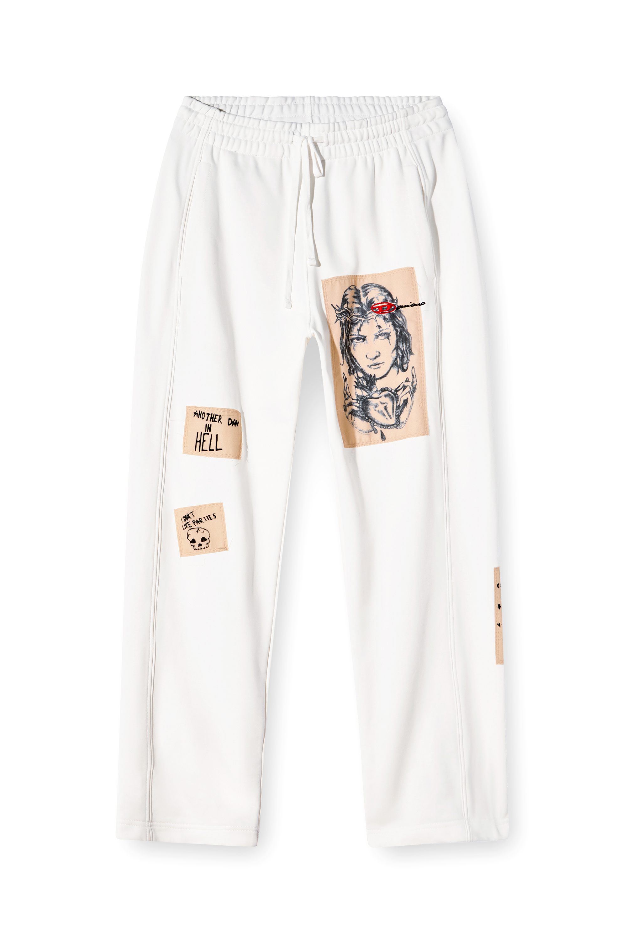 Diesel - P-MARTYANS-DD, Unisex's Track pants with tattoo patches in White - 4