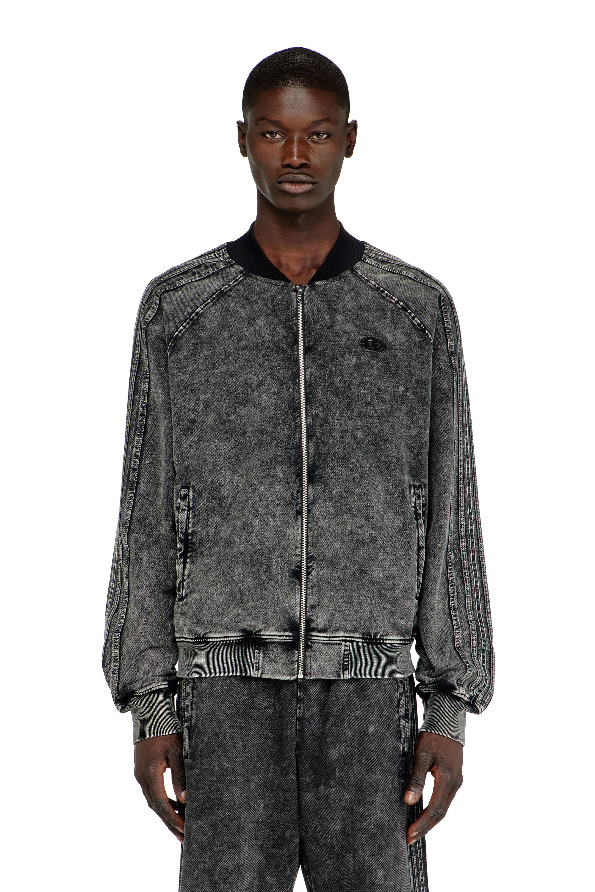 Diesel - S-ALT, Man's Zip-up sweatshirt with sleeve bands in null - 1