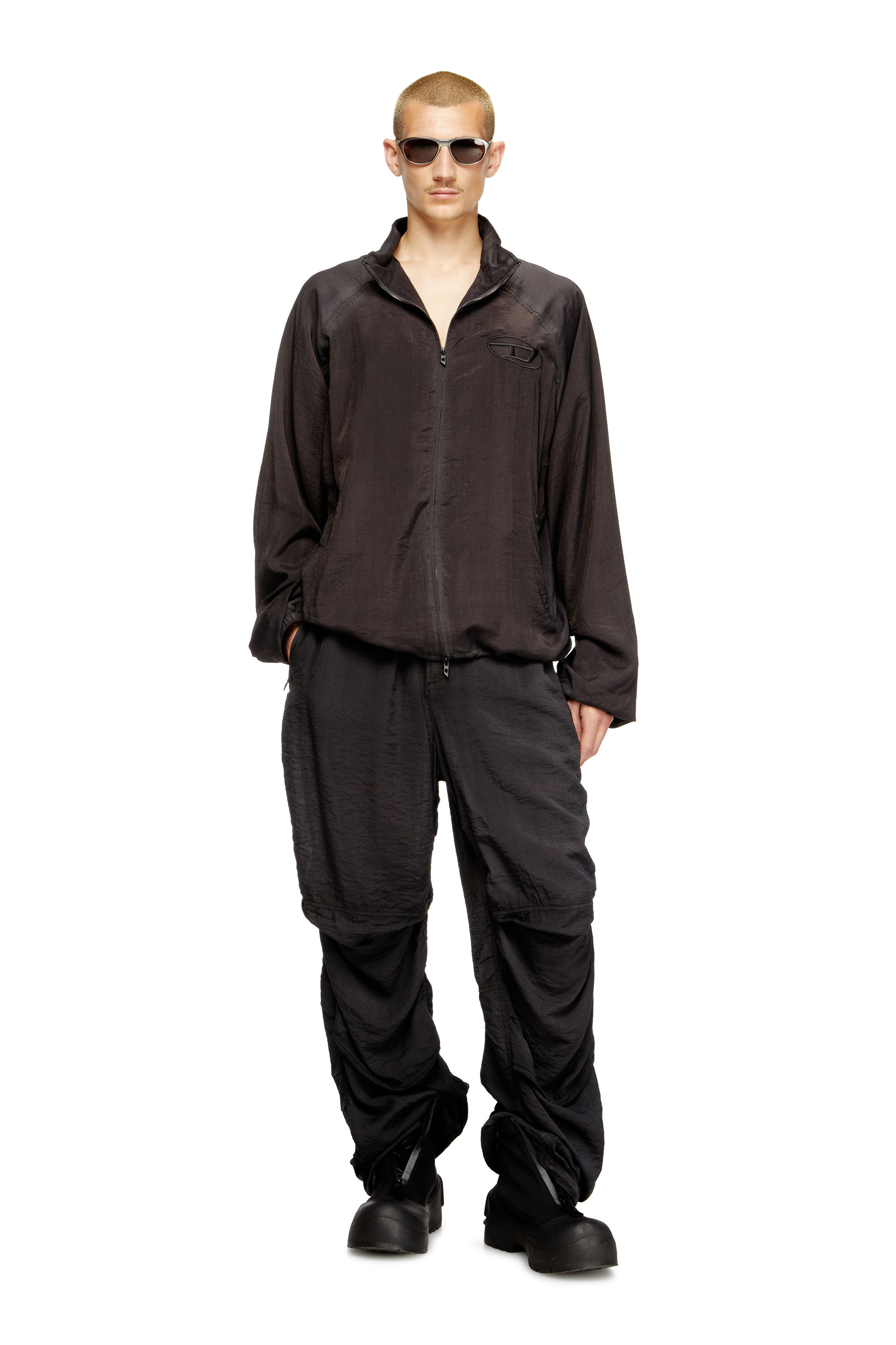 Diesel - J-HENRI-SOUVENIR, Man's Souvenir-style embroidered track jacket in Dark grey - 2
