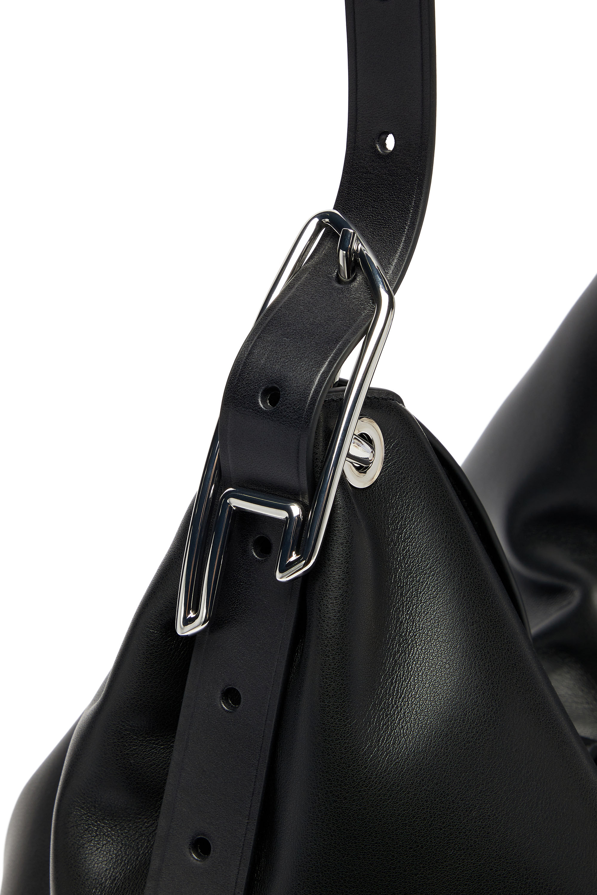Diesel - D-LINE HOBO, Woman's D-Line-Leather hobo bag in Black - 6