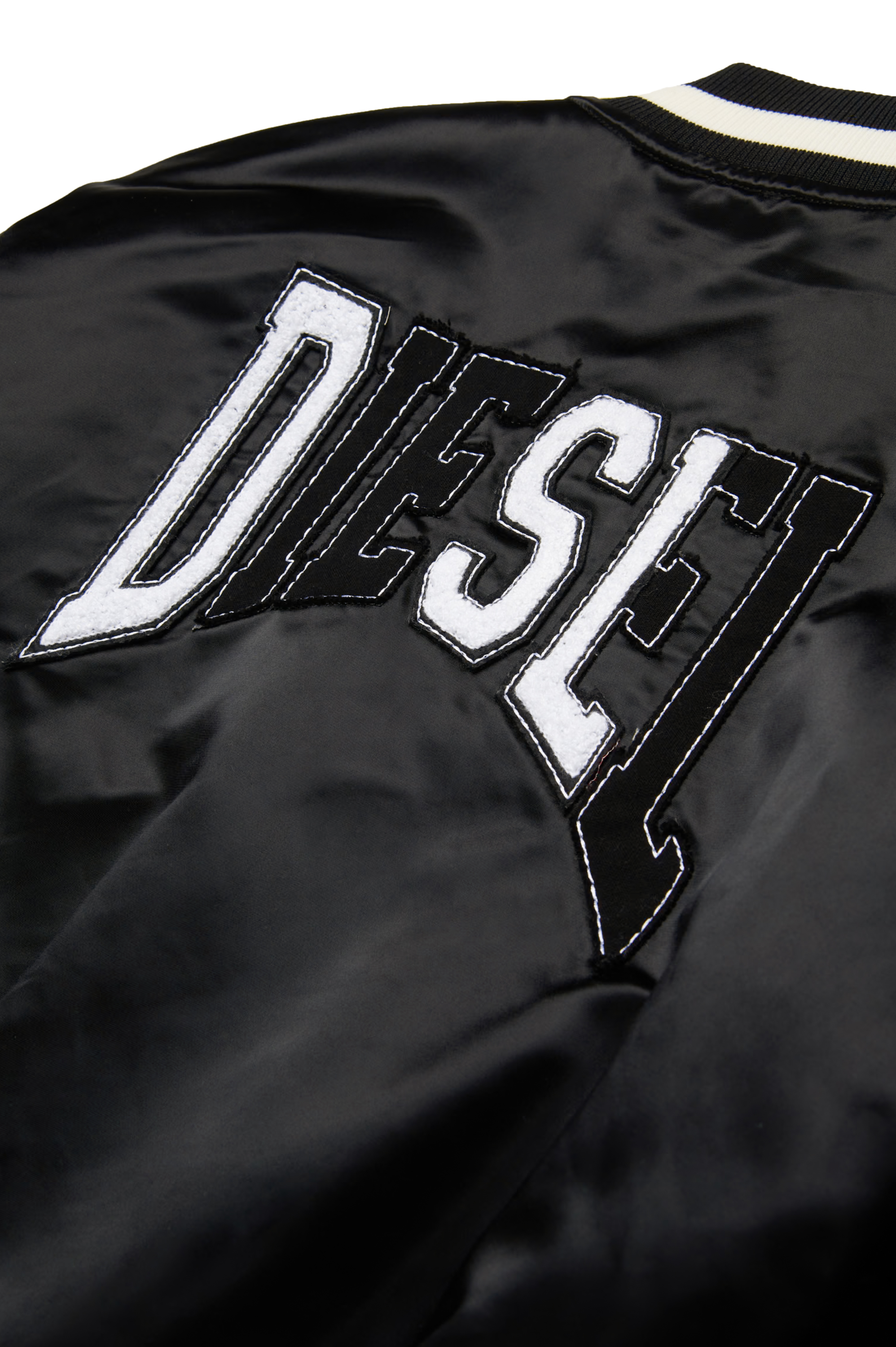 Diesel - JSTART, Man's Padded varsity bomber jacket in satin in Black - 4