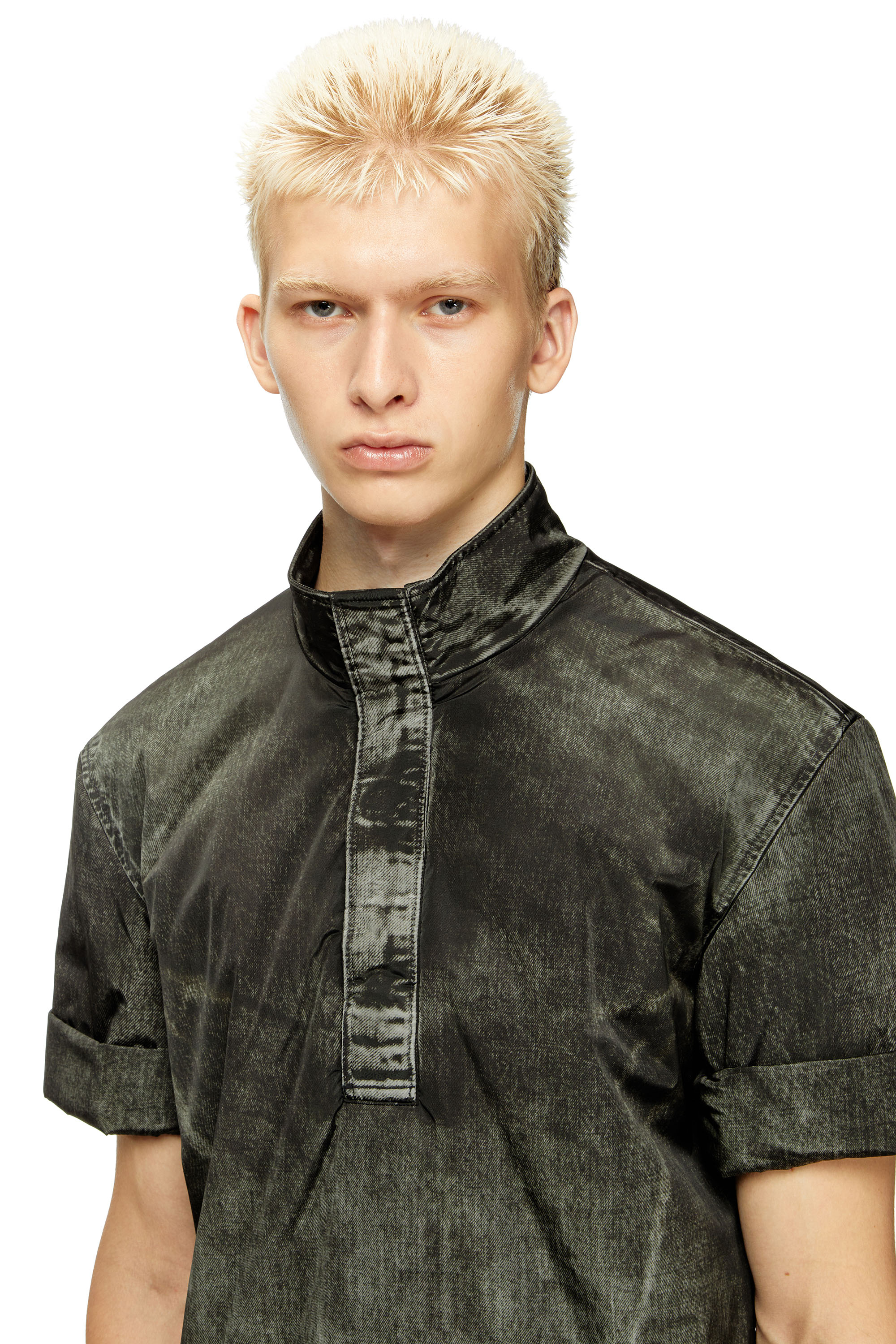Diesel - J-VALOIS, Man's Short-sleeve jacket in denim-effect nylon in Black - 5