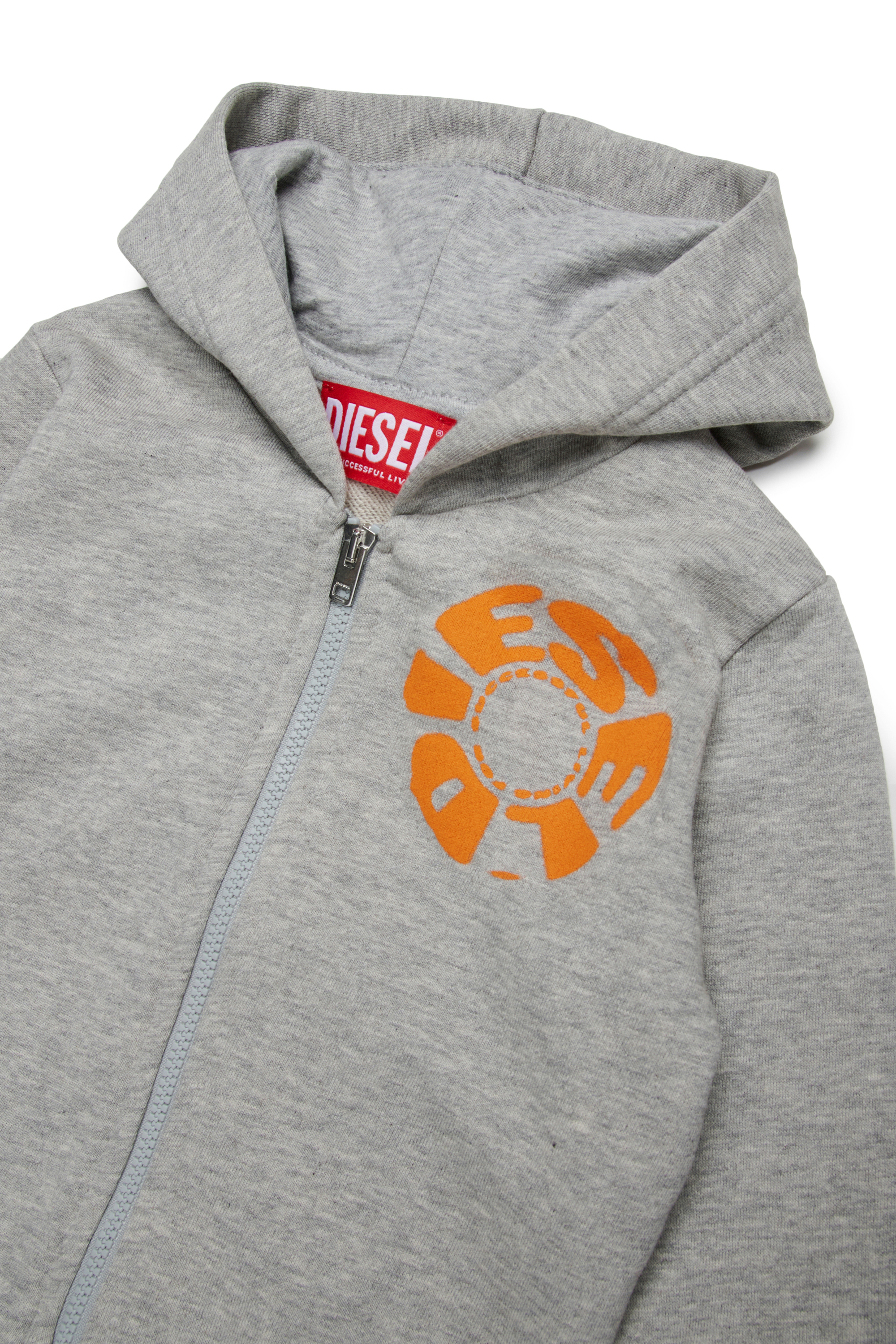 Diesel - SPRAVONB, Man's Cotton hoodie with full zip in Grey - 3