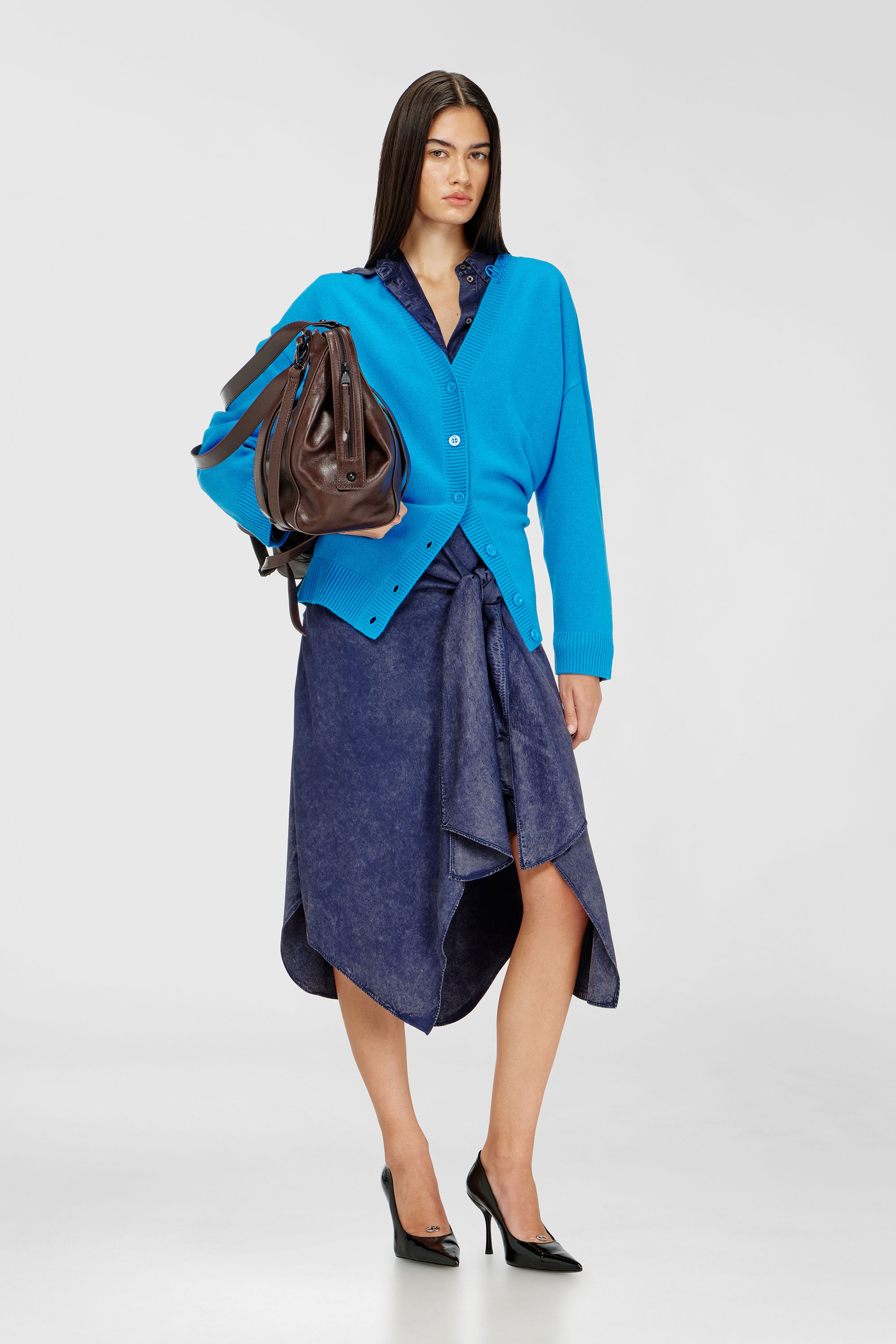 Diesel - D-ILETTA-B2, Woman's Midi shirt dress in denim-effect viscose in null - 2