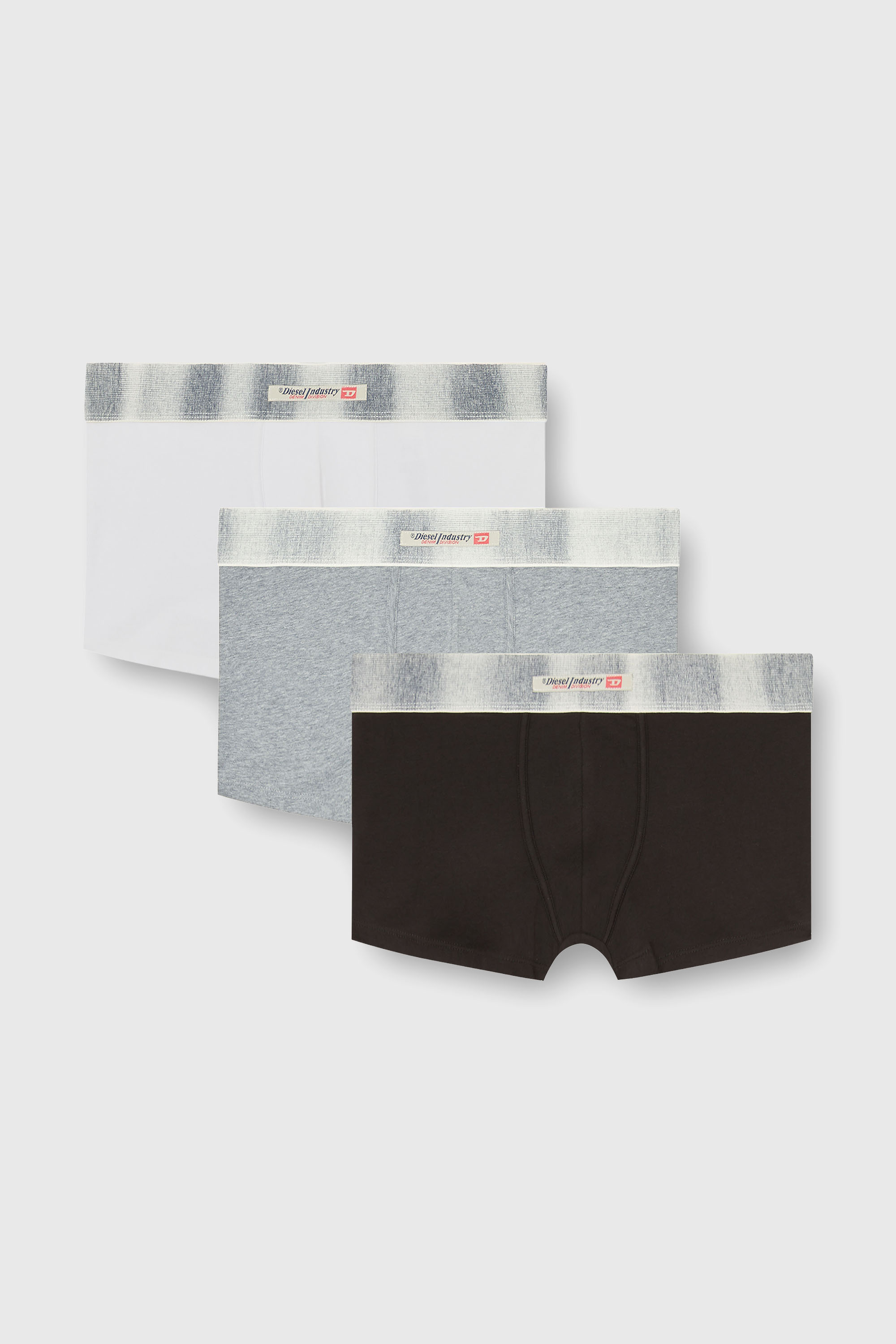 Diesel - DAMIEN-DNM-3PACK, Man's Three-pack of stretch cotton boxer briefs with satin waistband in Multicolor/Grey - 1