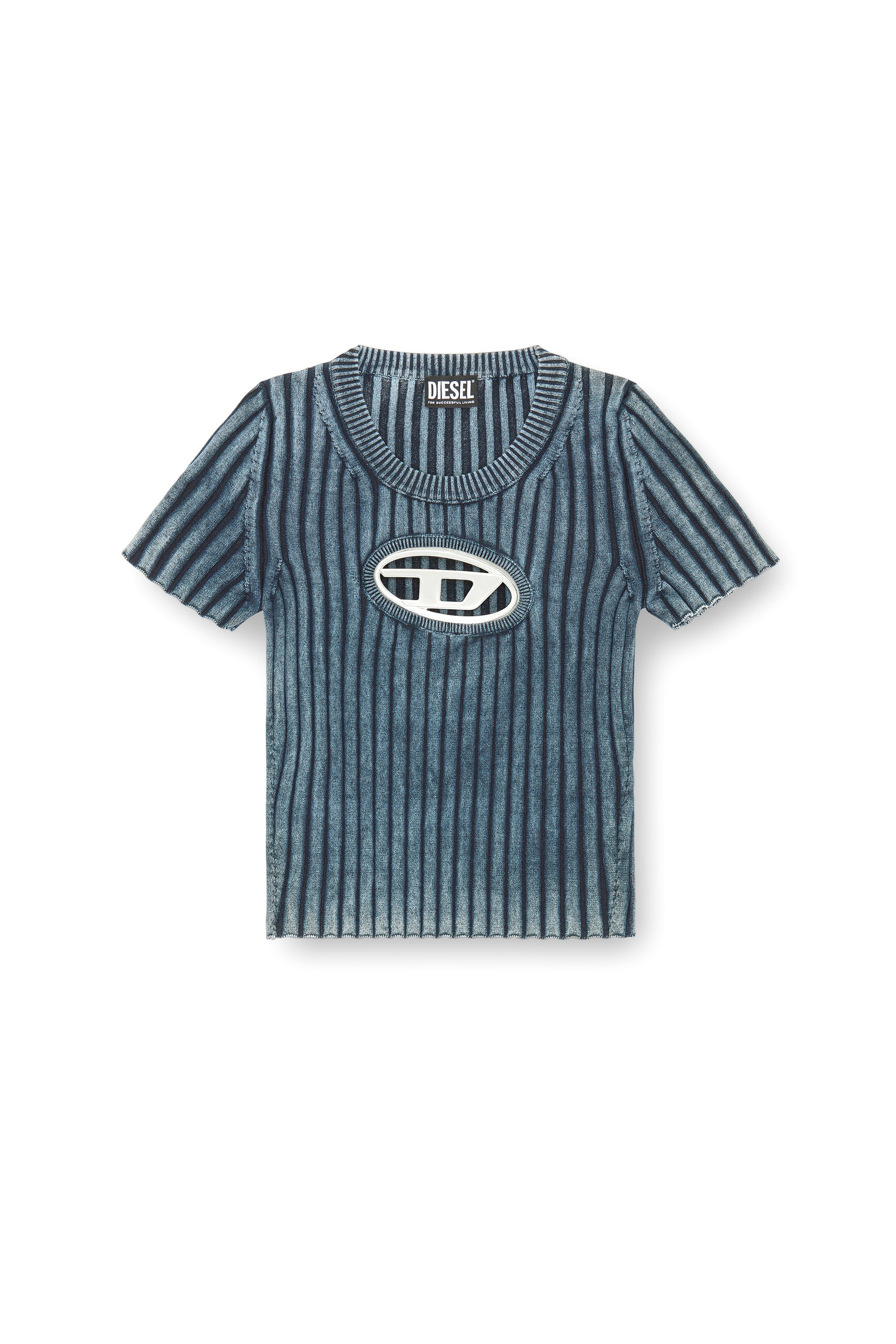 Diesel - M-ANAHEIM, Woman's Top with D plaque in Blue - 2