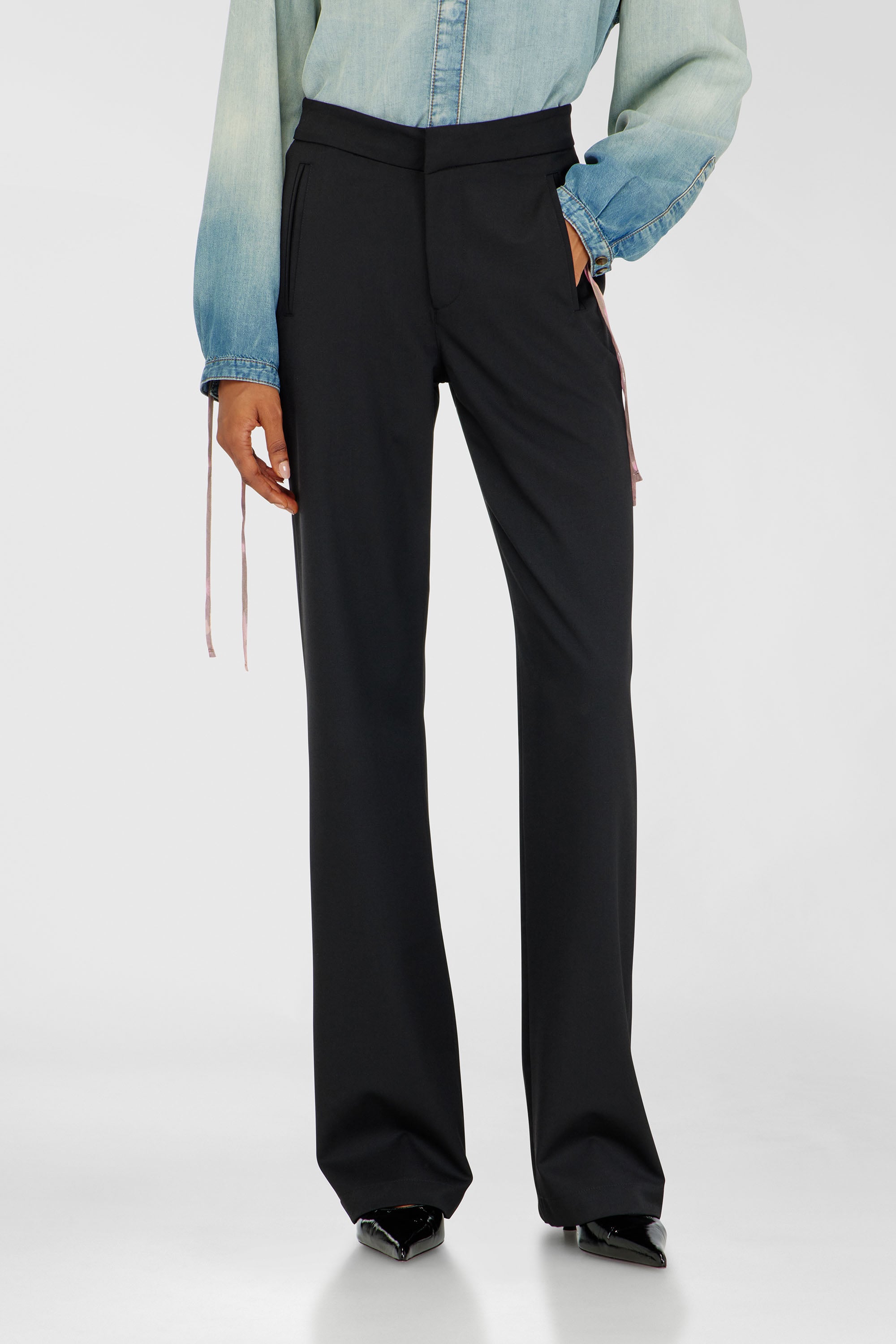 Diesel - P-ROMISE-S3, Woman's Pants in cool wool in Black - 1