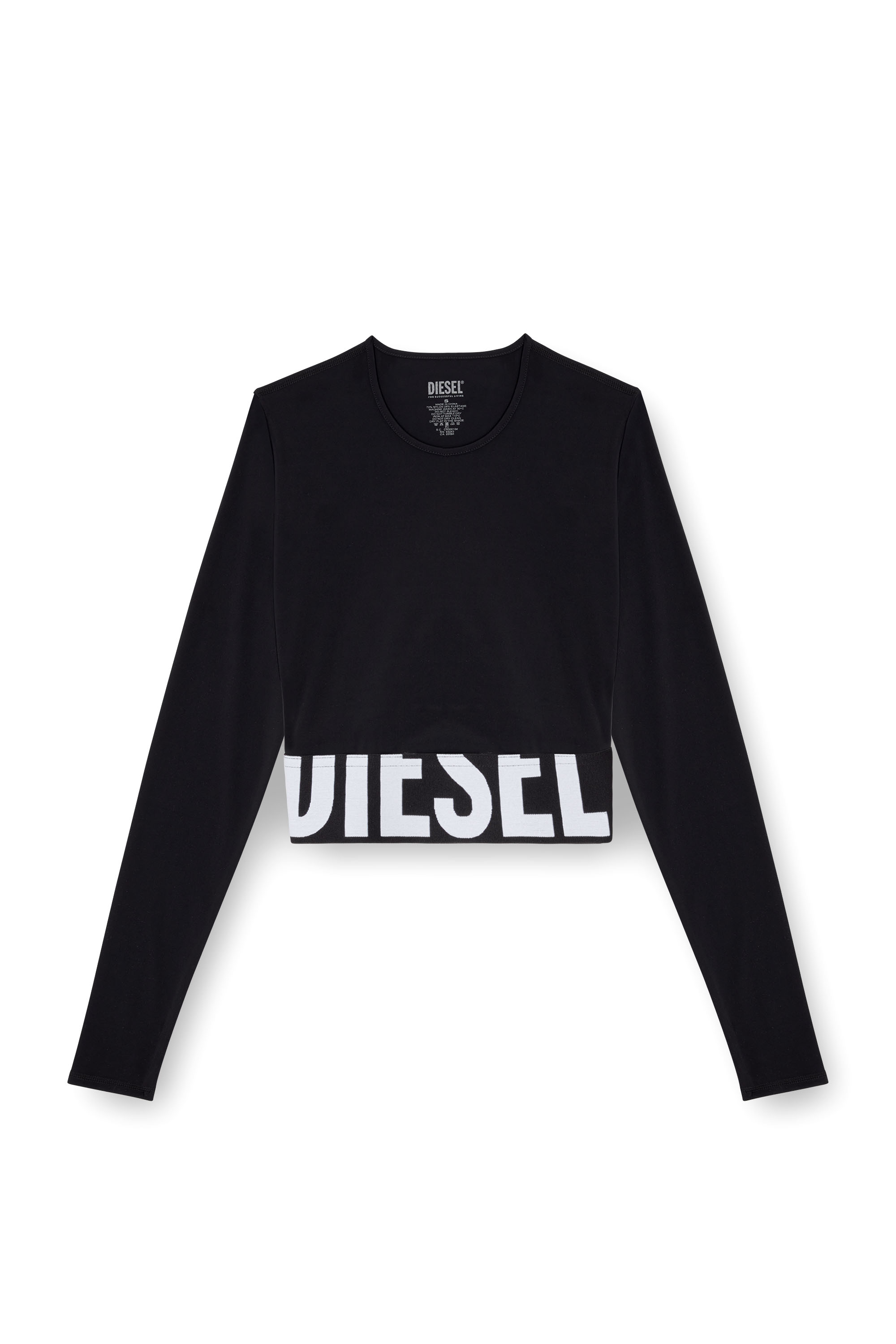 Diesel - MELISSA-D-POP, Woman's Microfibre crop top with cut-off logo in Black - 4