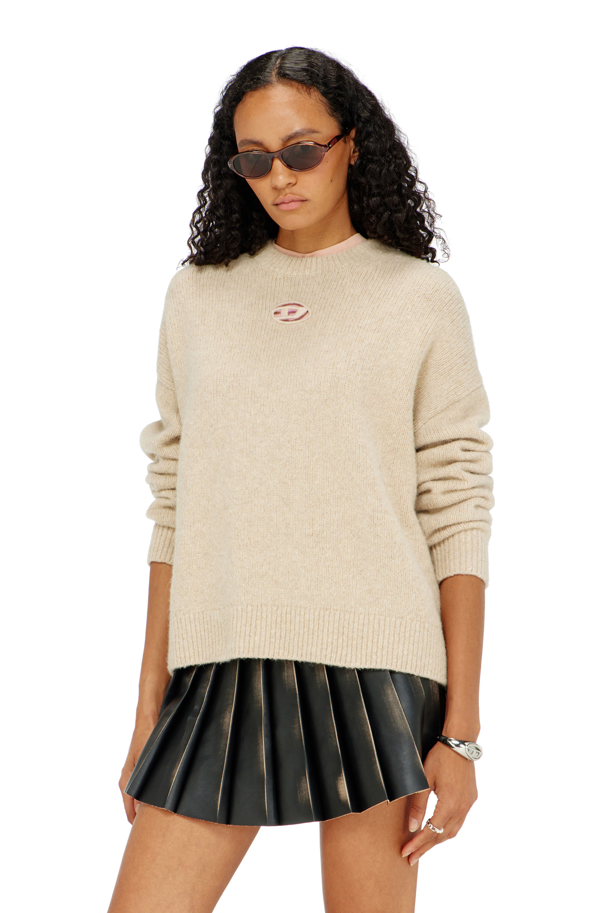 Diesel - M-AREETA, Woman's Jumper in wool and alpaca blend in Beige - 3