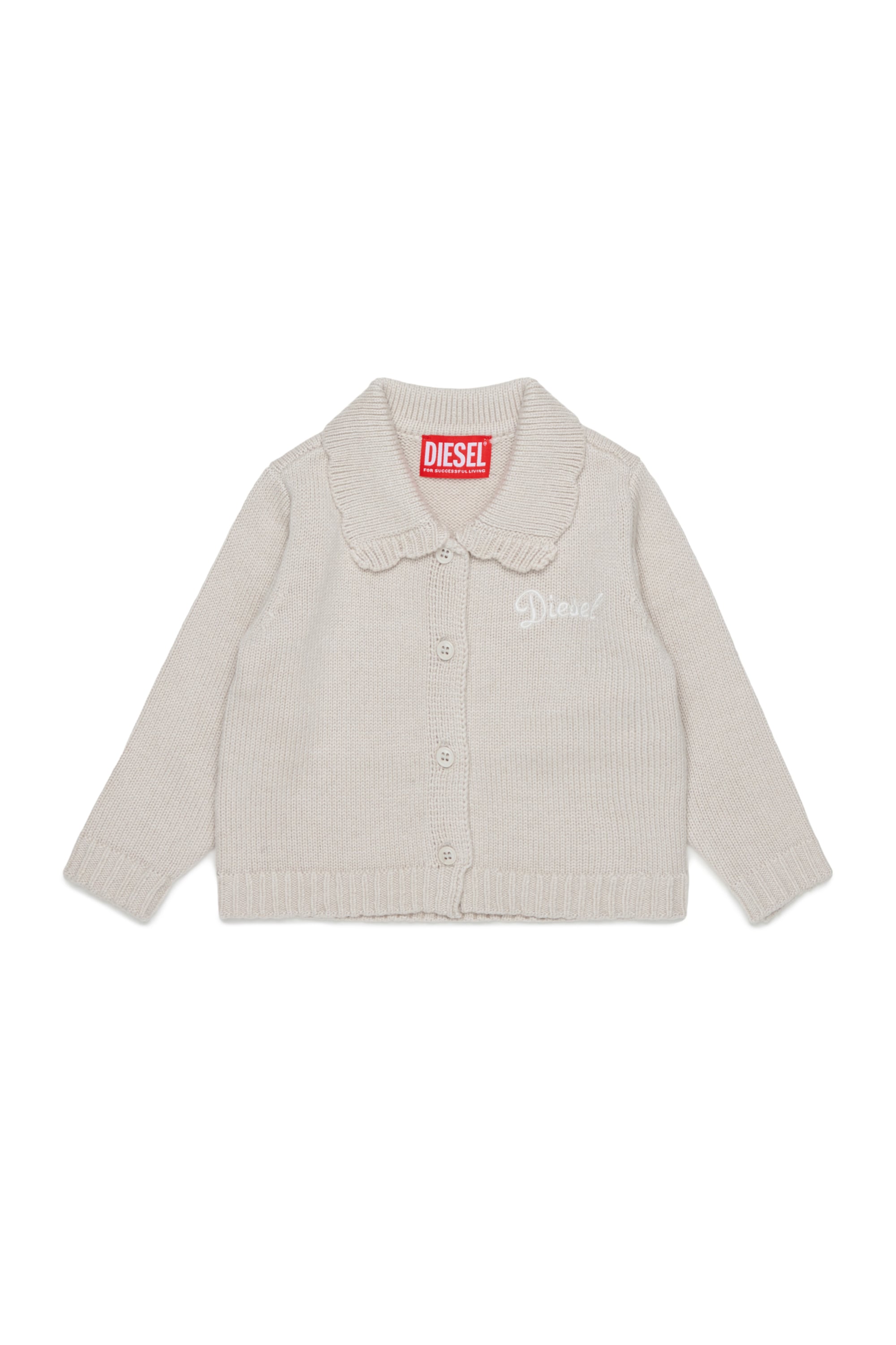 Diesel - KSCALOB, Woman's Cashmere-enriched cardigan with scalloped collar in White - 1