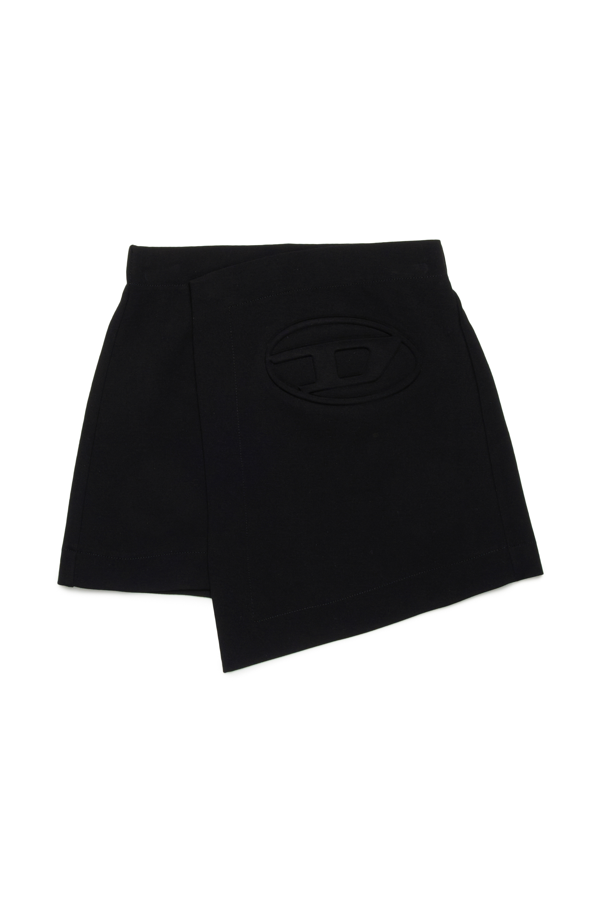 Diesel - GILSY, Woman's Mini wrap skirt with embossed Oval D logo in Black - 1