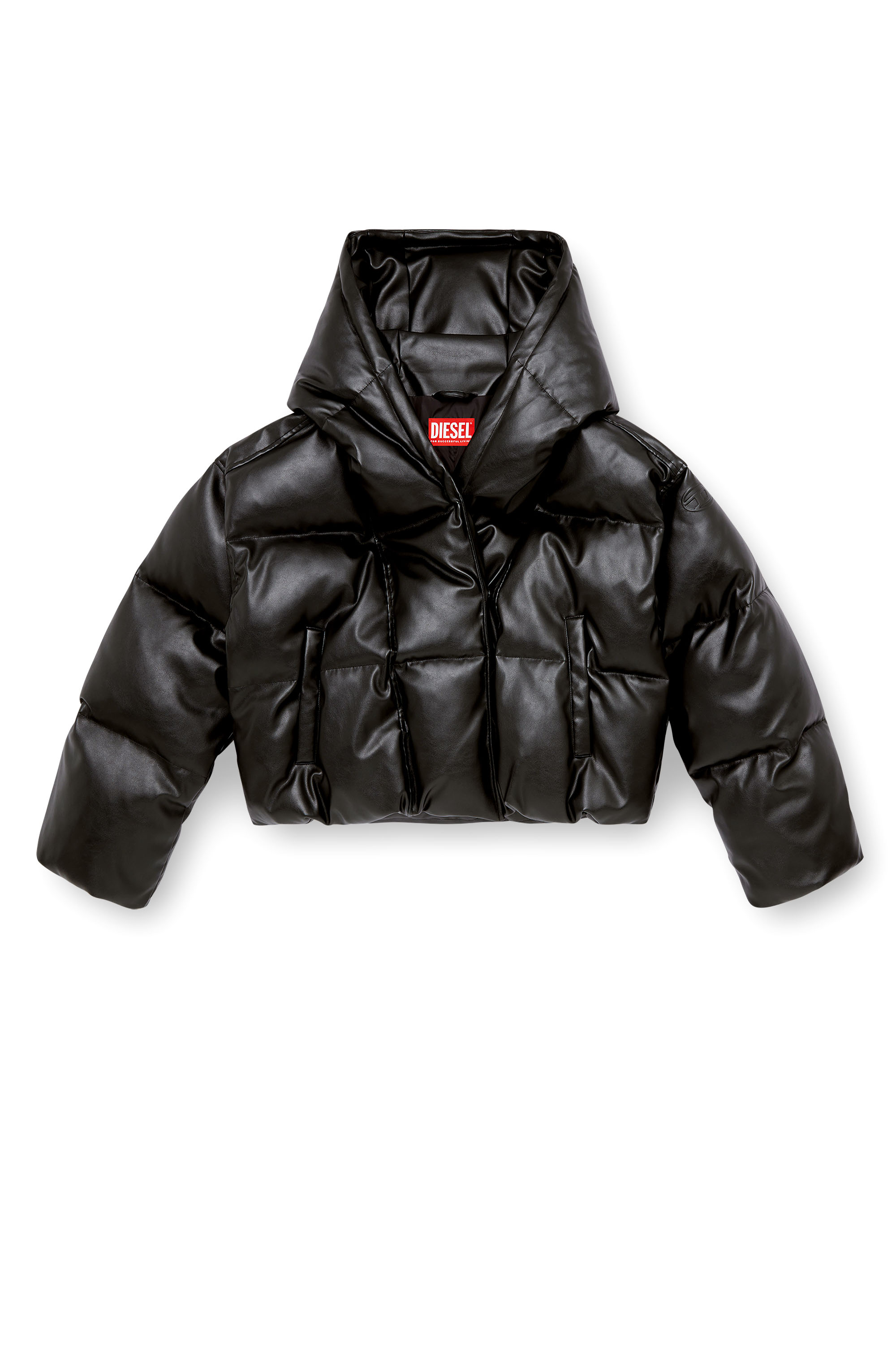 W-ILLEY, Black Diesel - W-ILLEY, Woman's Hooded puffer jacket in coated fabric in Black - 2