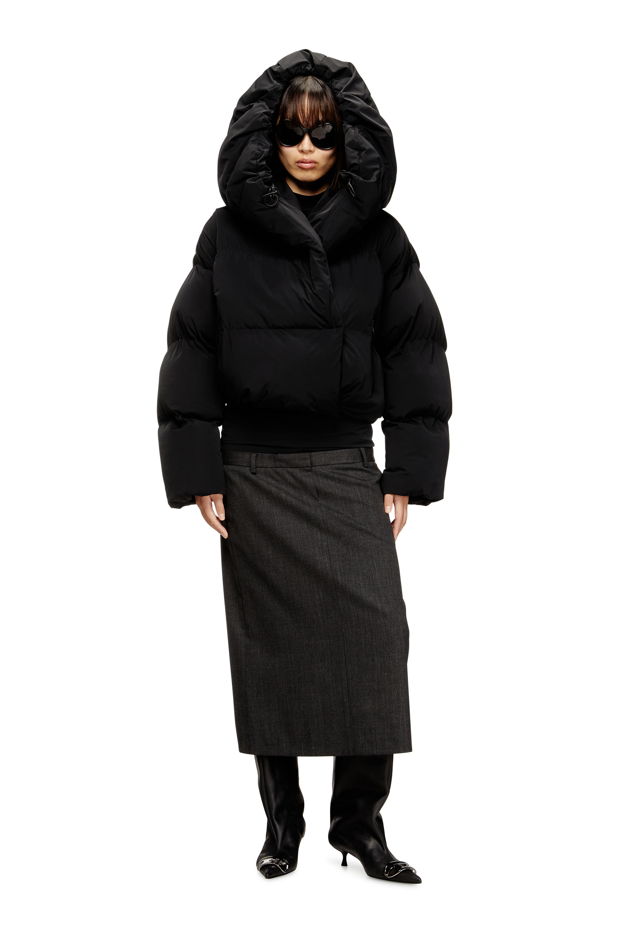 W-ILEY-T1, Black Diesel - W-ILEY-T1, Woman's Wrap puffer in bi-stretch nylon in Black - 1