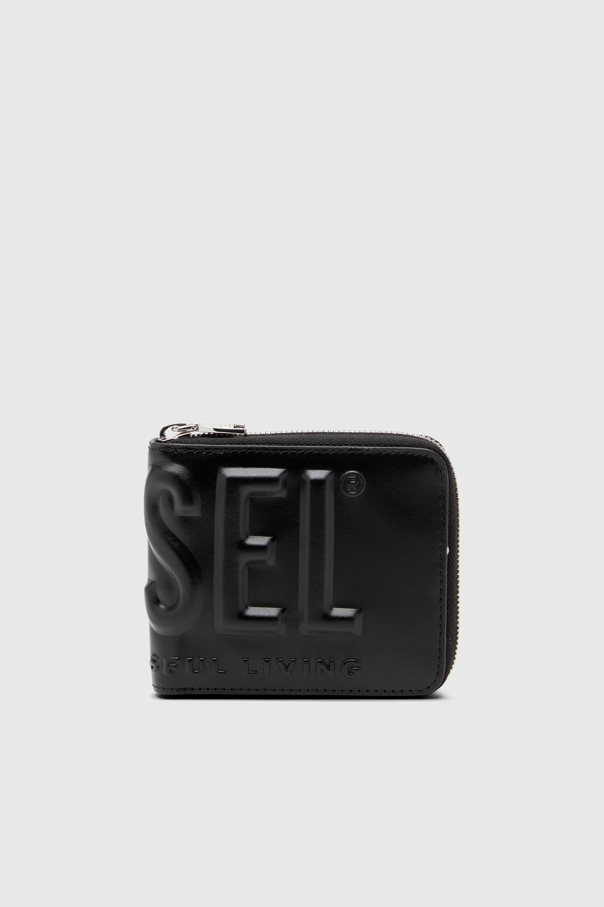 Diesel - DSL 3D- BI FOLD COIN ZIP XS, Man's Leather zip wallet with embossed logo in Black - 1