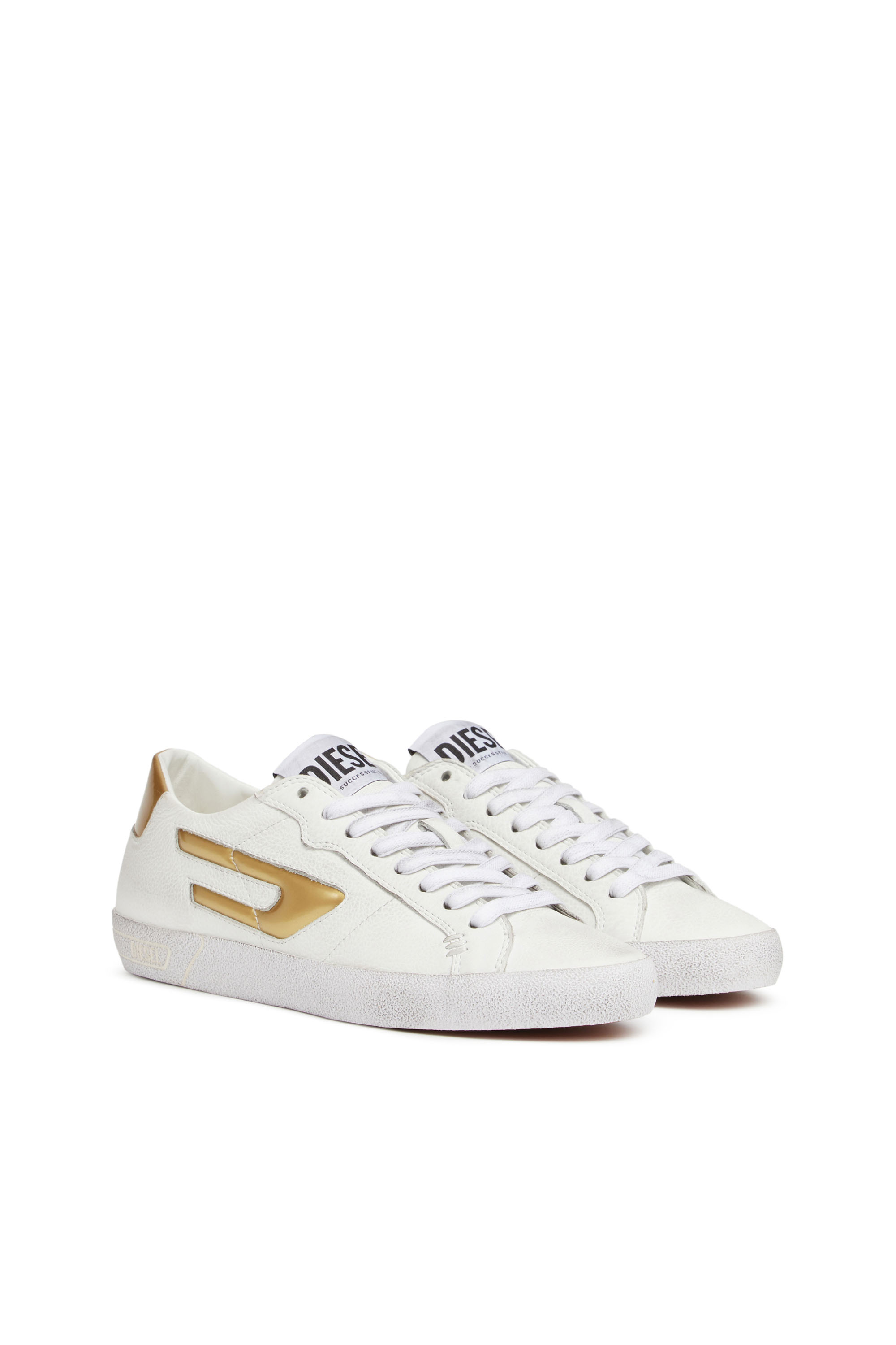 Diesel - S-LEROJI LOW W, Woman's S-Leroji Low W - Low-top sneakers with metallic D logo in White/Yellow - 2