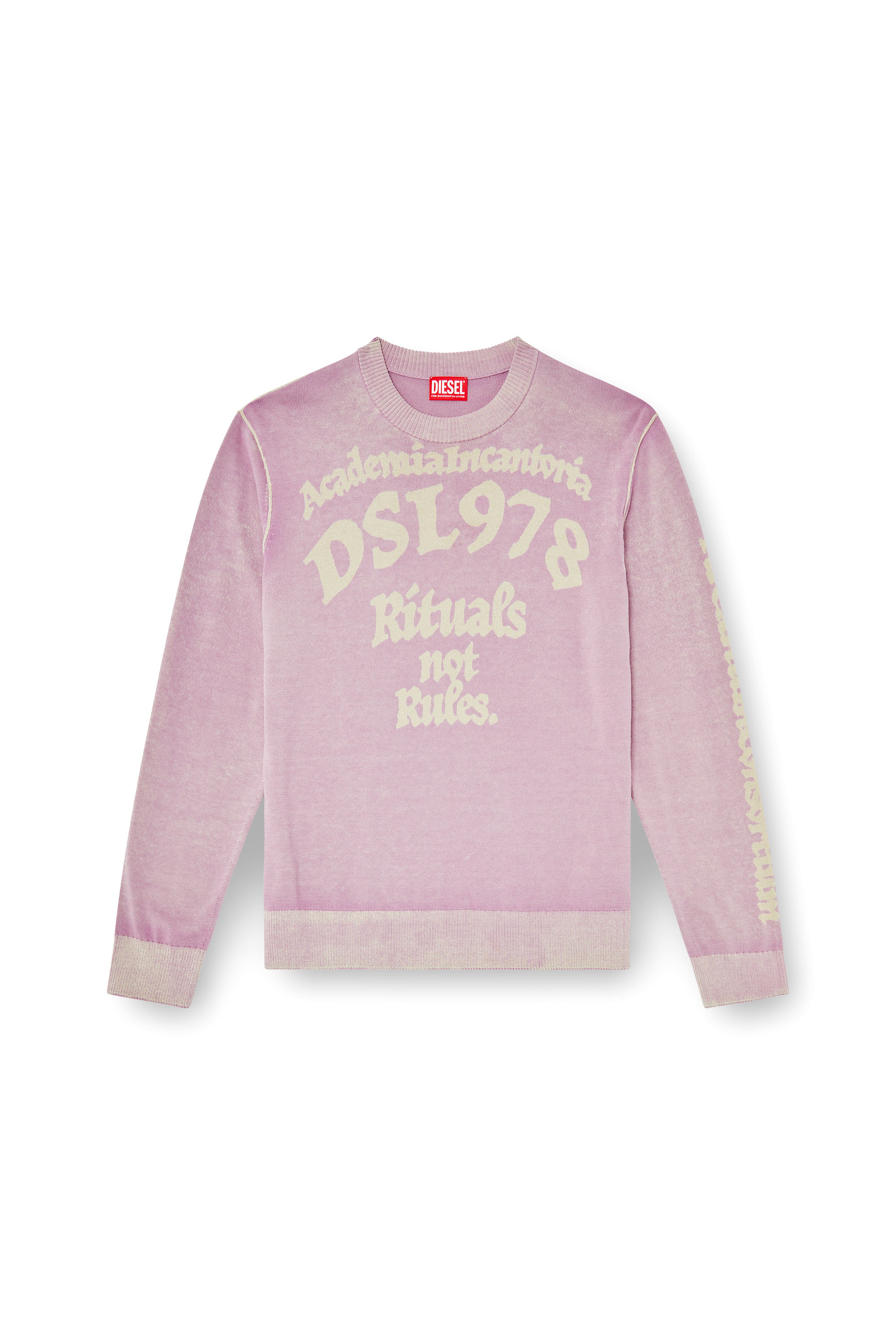 Diesel - K-LAUTI, Man's Treated cotton jumper with slogan in Lilac - 2