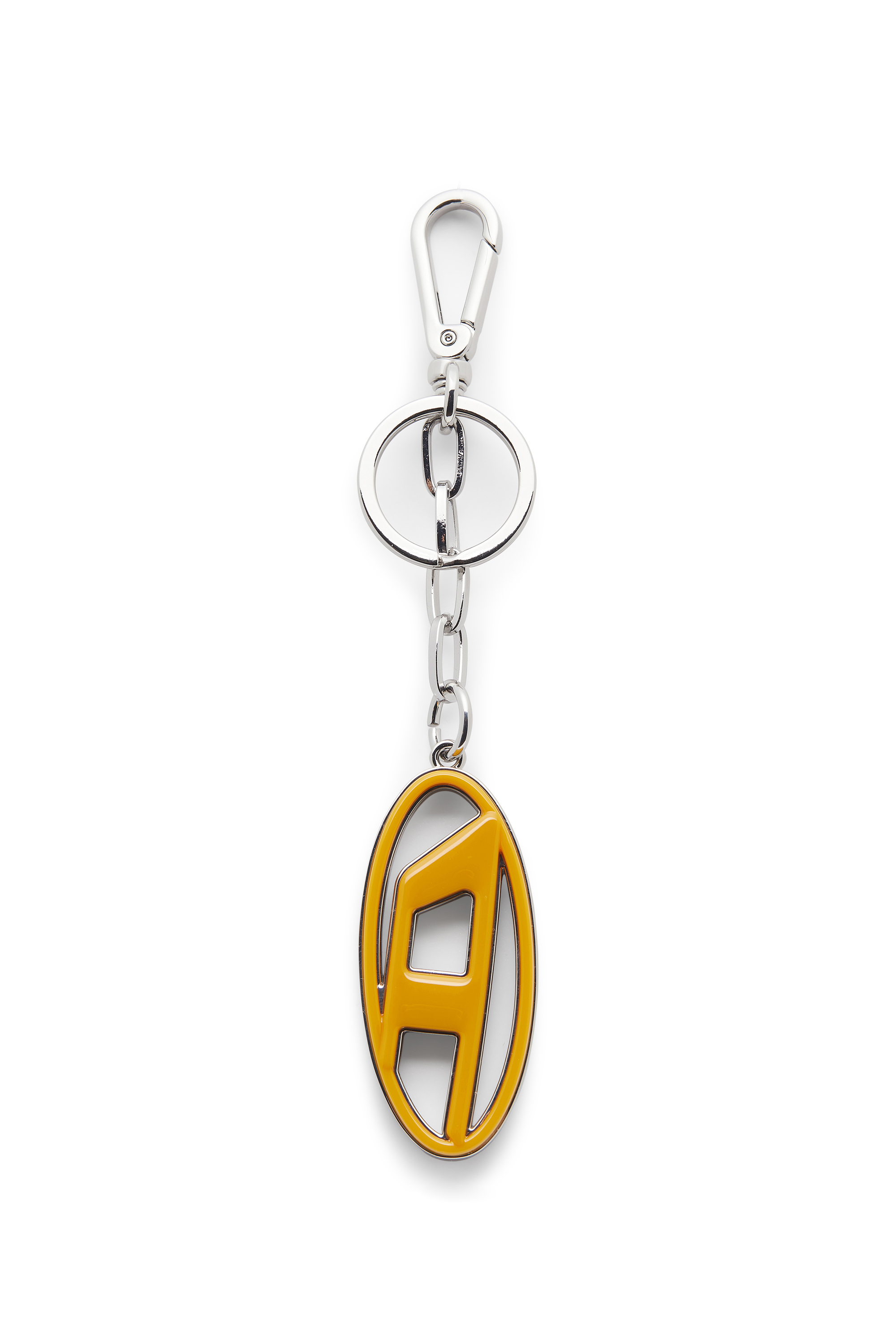 Diesel - CAGE-D LAYER, Man's Metal and resin Oval D keyring in Orange/Black - 1