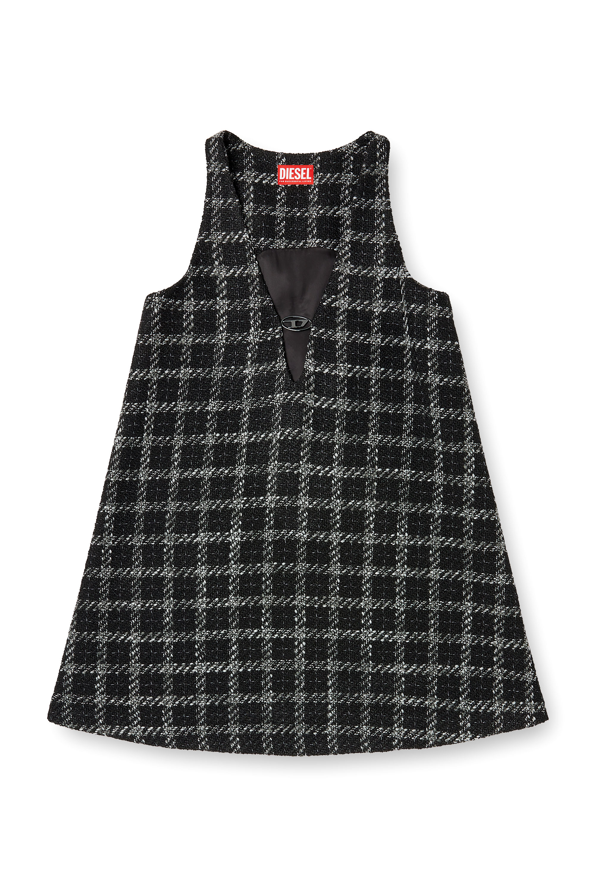 D-GIADA, Black/White Diesel - D-GIADA, Woman's Bouclé dress with checked pattern in Black/White - 2