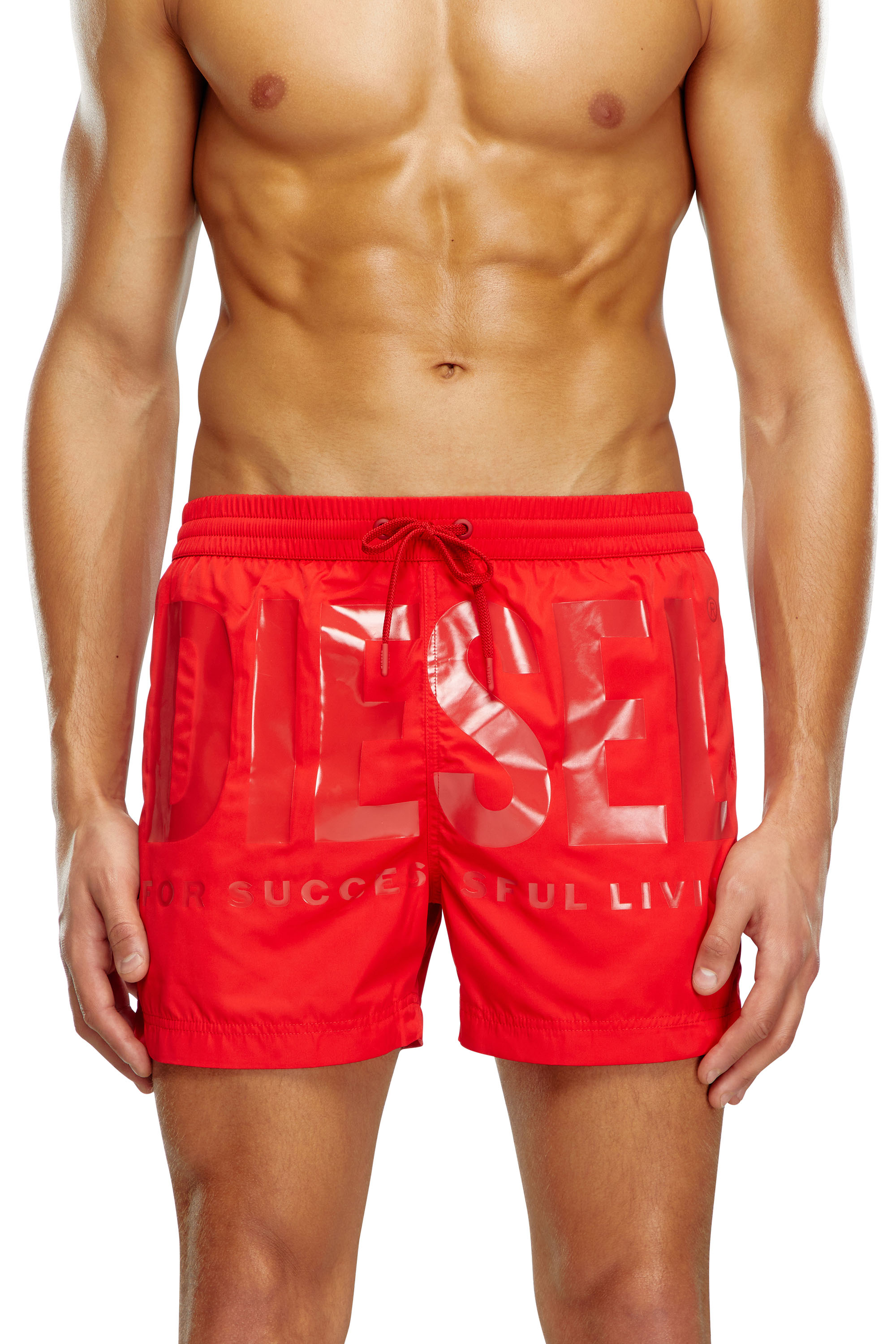 Diesel - BMBX-KEN-37, Man Mid-length swim shorts with tonal logo in Red - Image 2