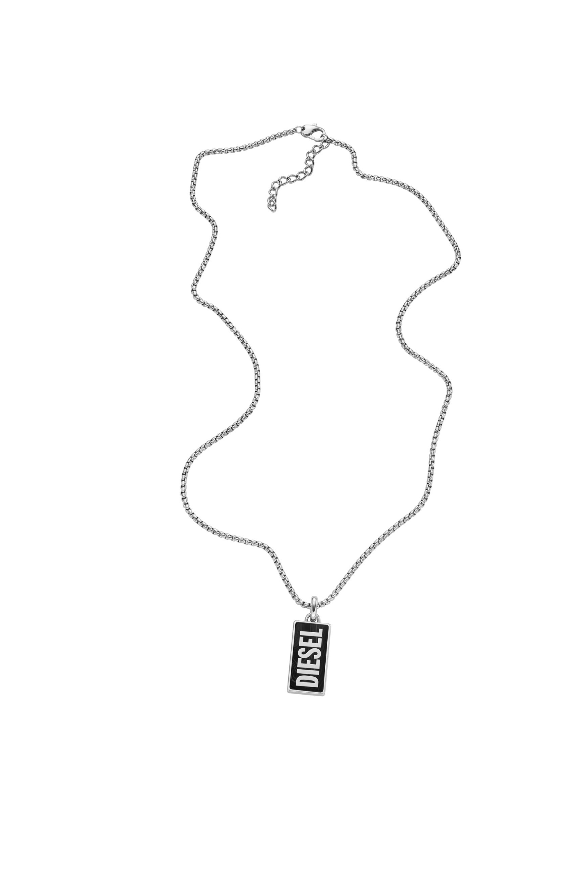 Diesel - DX1515, Unisex Black agate pendant necklace in Silver - Image 2