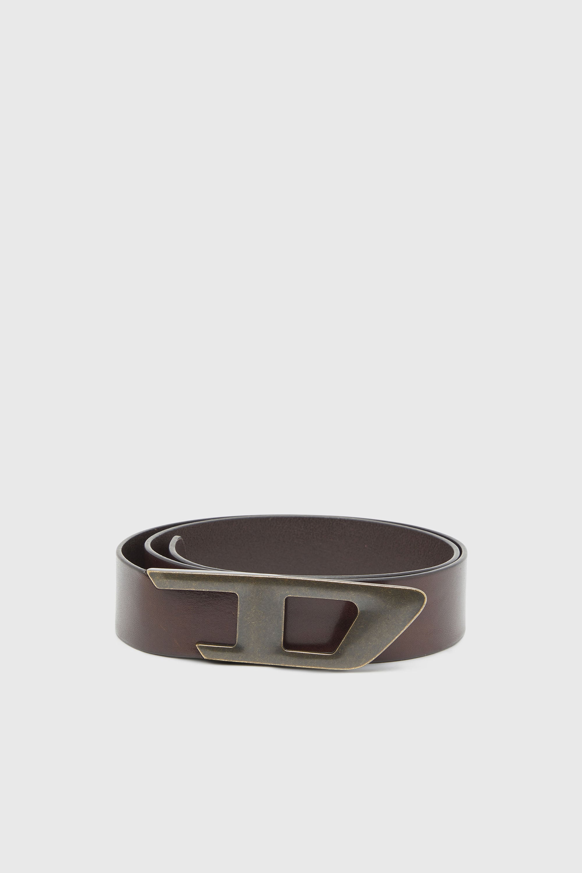 4 cm leather belt with metal D buckle