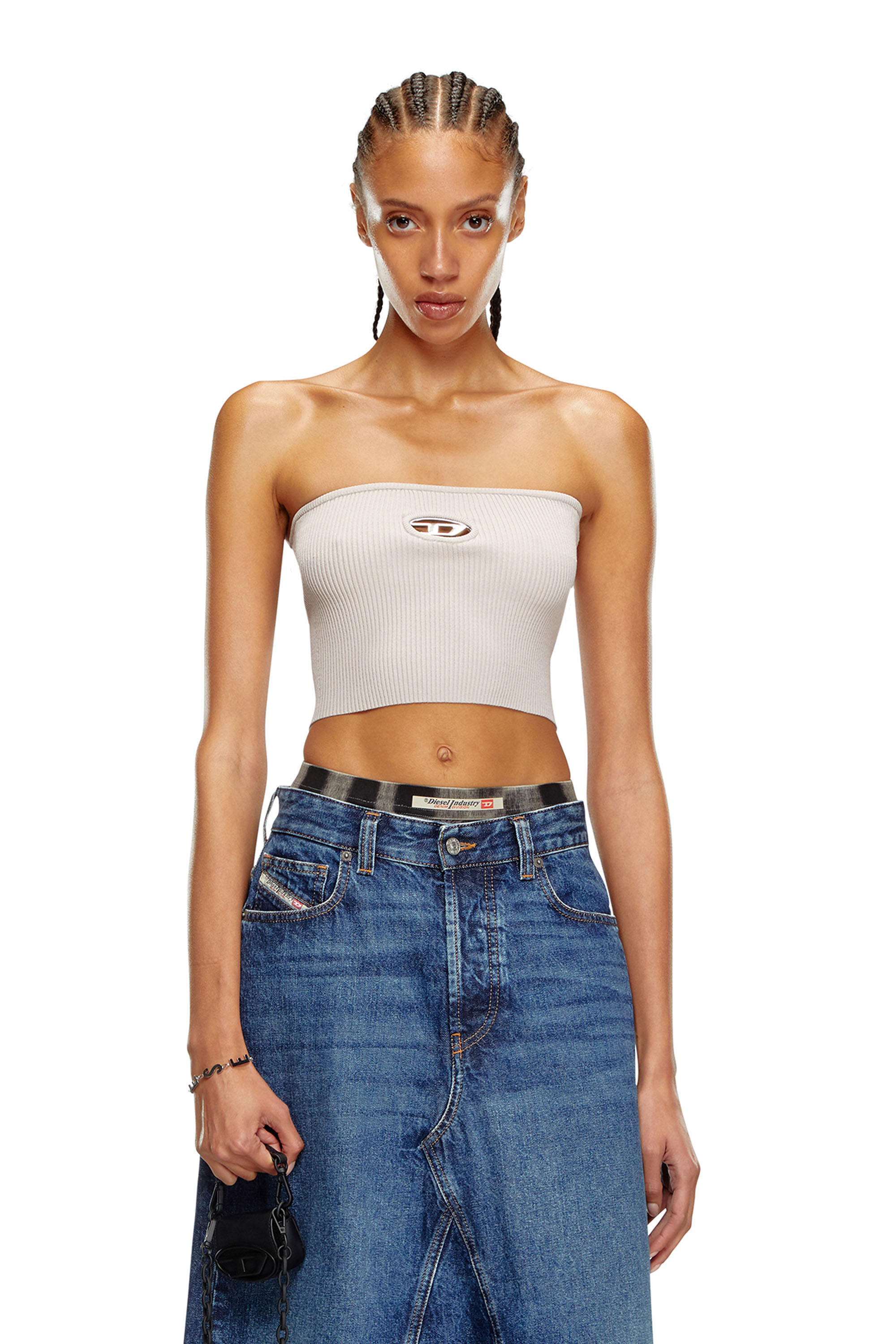 M-CLARKSVILLEX, Grey Diesel - M-CLARKSVILLEX, Woman's Tube top with logo plaque in Grey - 3