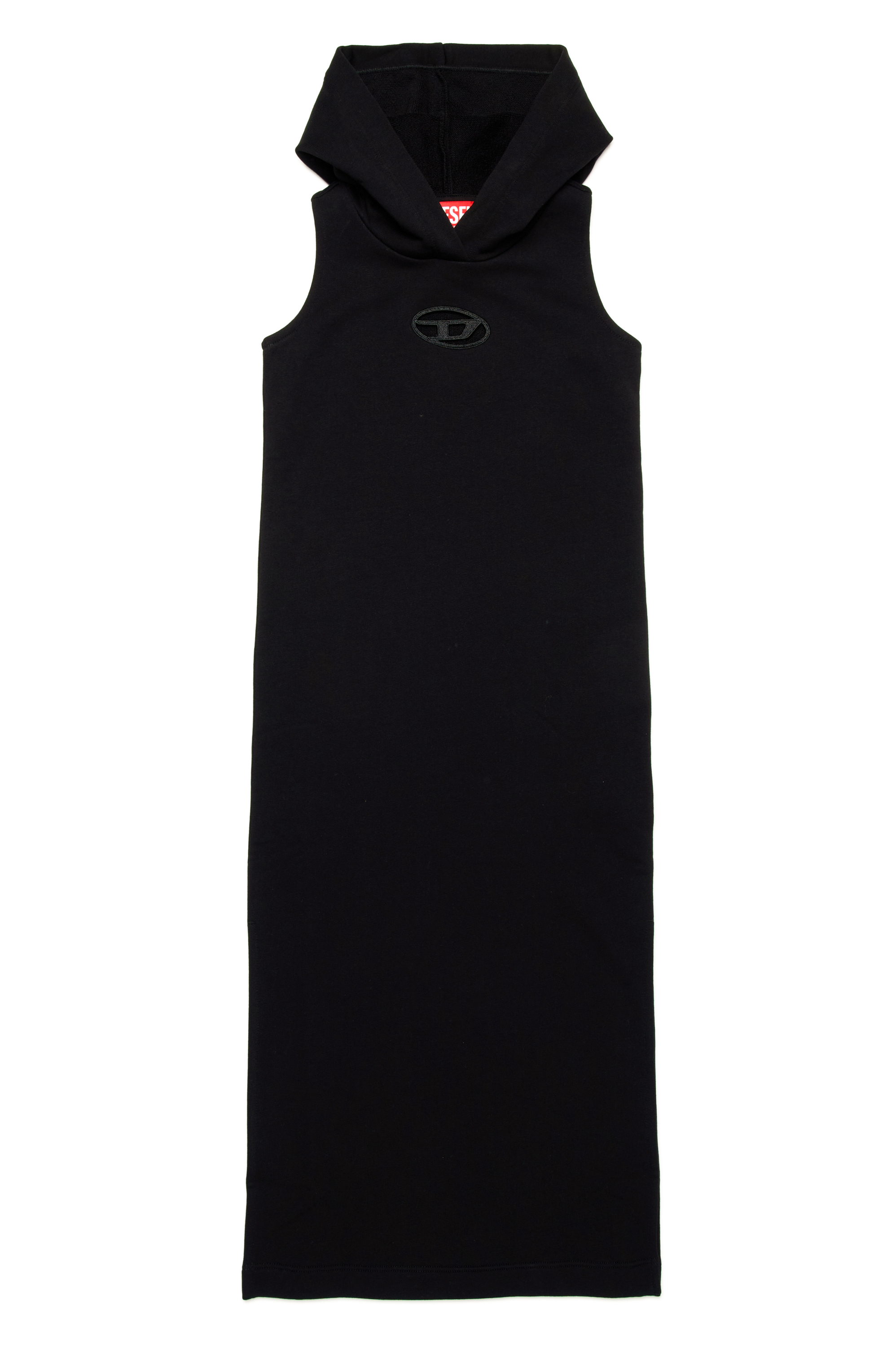 Diesel - DYTES, Woman's Sleeveless hoodie dress with cut-out logo in Black - 1