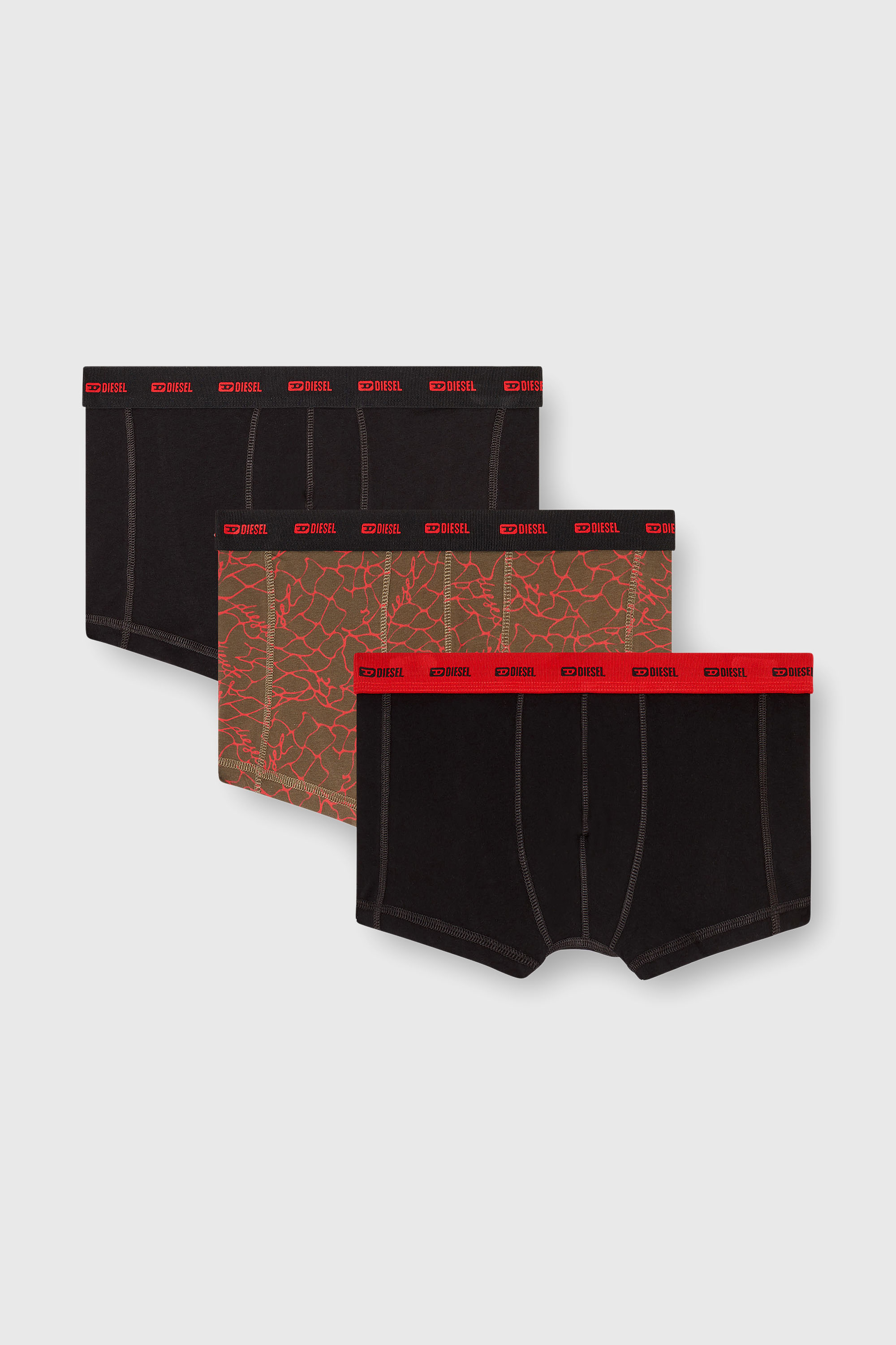 Diesel - DAMIEN-UTLT-3PACK, Man's Three-pack of trunks with graphic motif in Black/Brown - 1