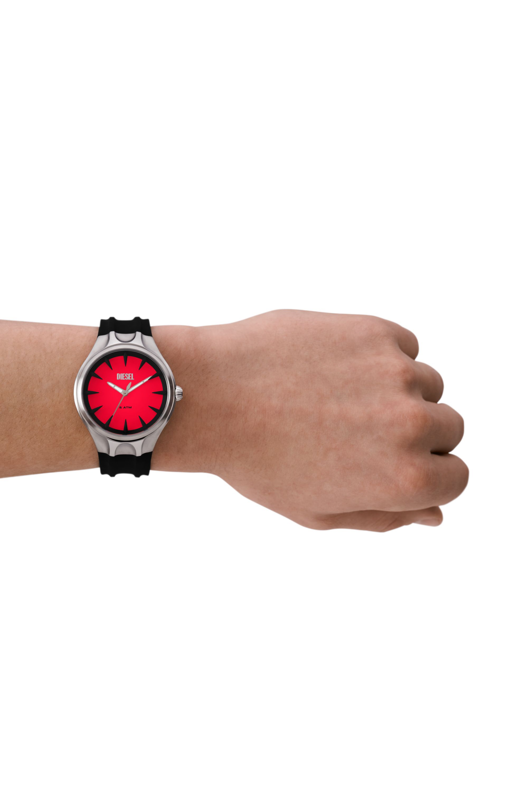 Diesel - DZ2202, Man Streamline three-hand black silicone watch in Black - Image 4