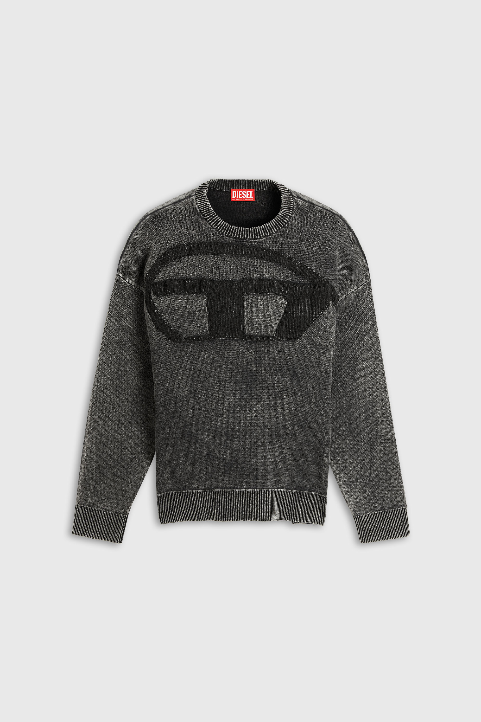 Diesel - K-UTTER, Man's Denim-effect jumper with Oval D logo in Black - 2