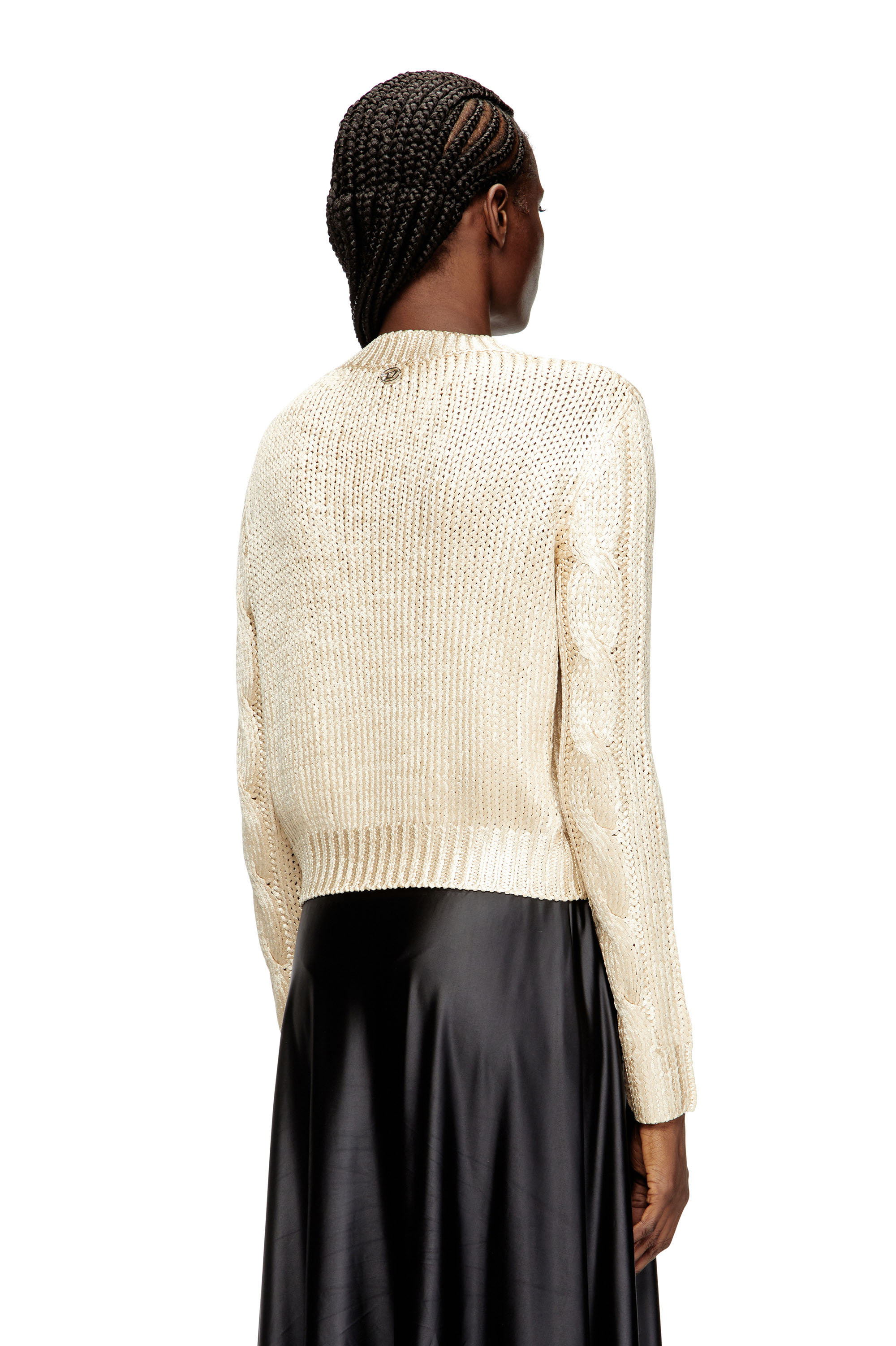 M-MICCHA, Beige Diesel - M-MICCHA, Woman's Cable-knit jumper with shiny effect in Beige - 4