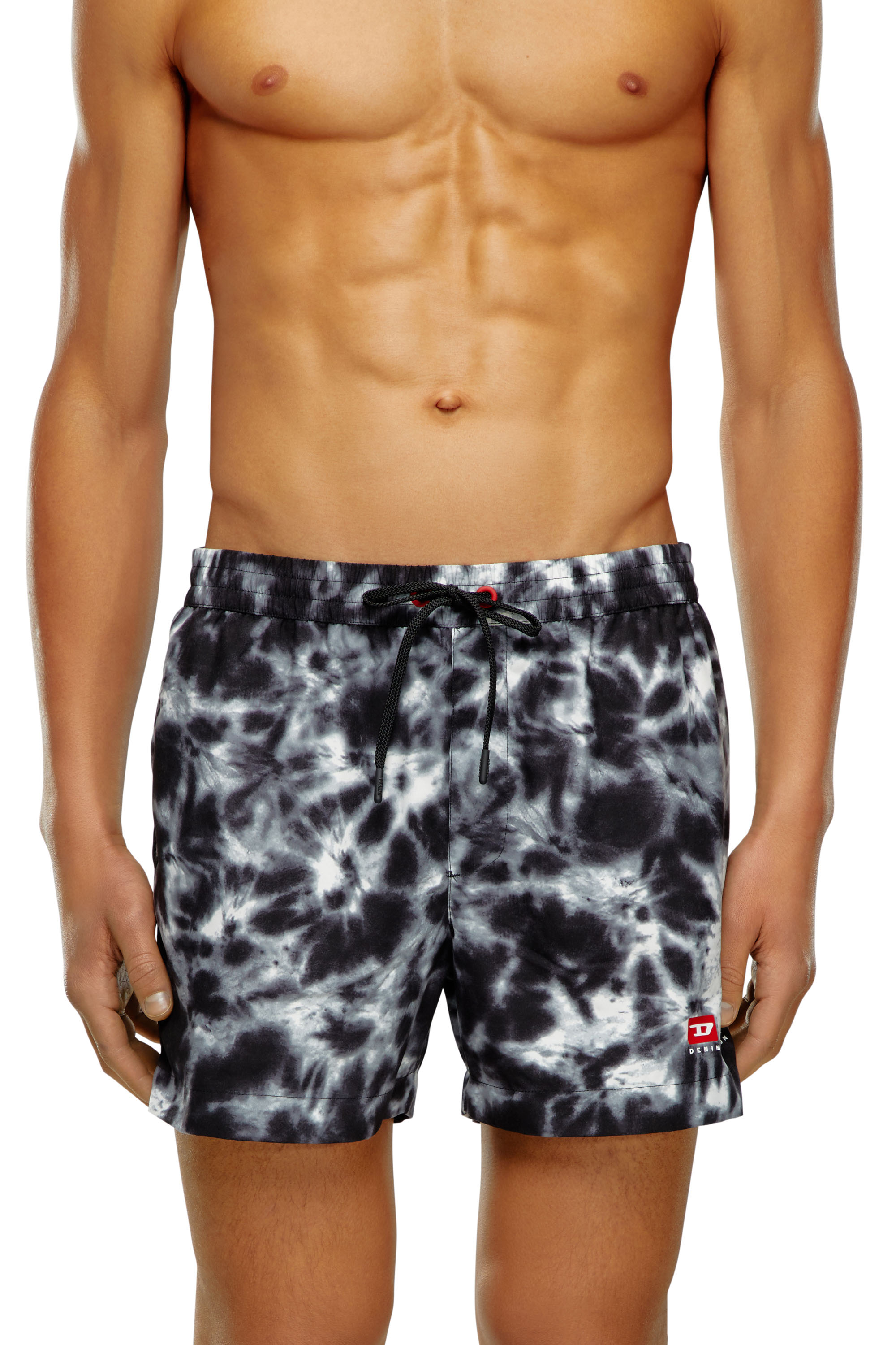 Diesel - BMBX-KEN-37, Man Mid-length swim shorts with tie-dye print in Black - Image 2