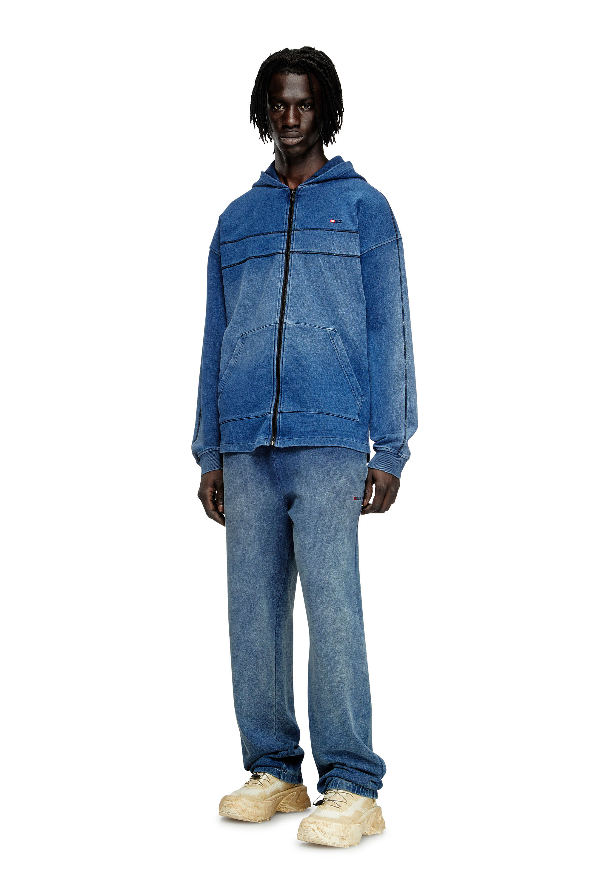 Diesel - S-BLAXT-HOOD-ZIP-NEW, Man's Hoodie in denim-look jersey in null - 2