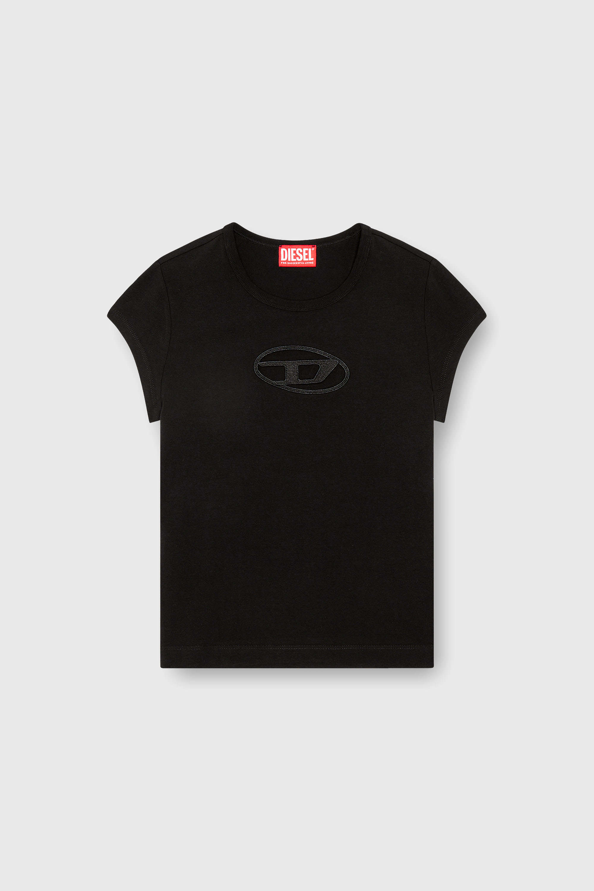 Diesel - T-ANGIE, Woman's T-shirt with Oval D logo in Black - 2