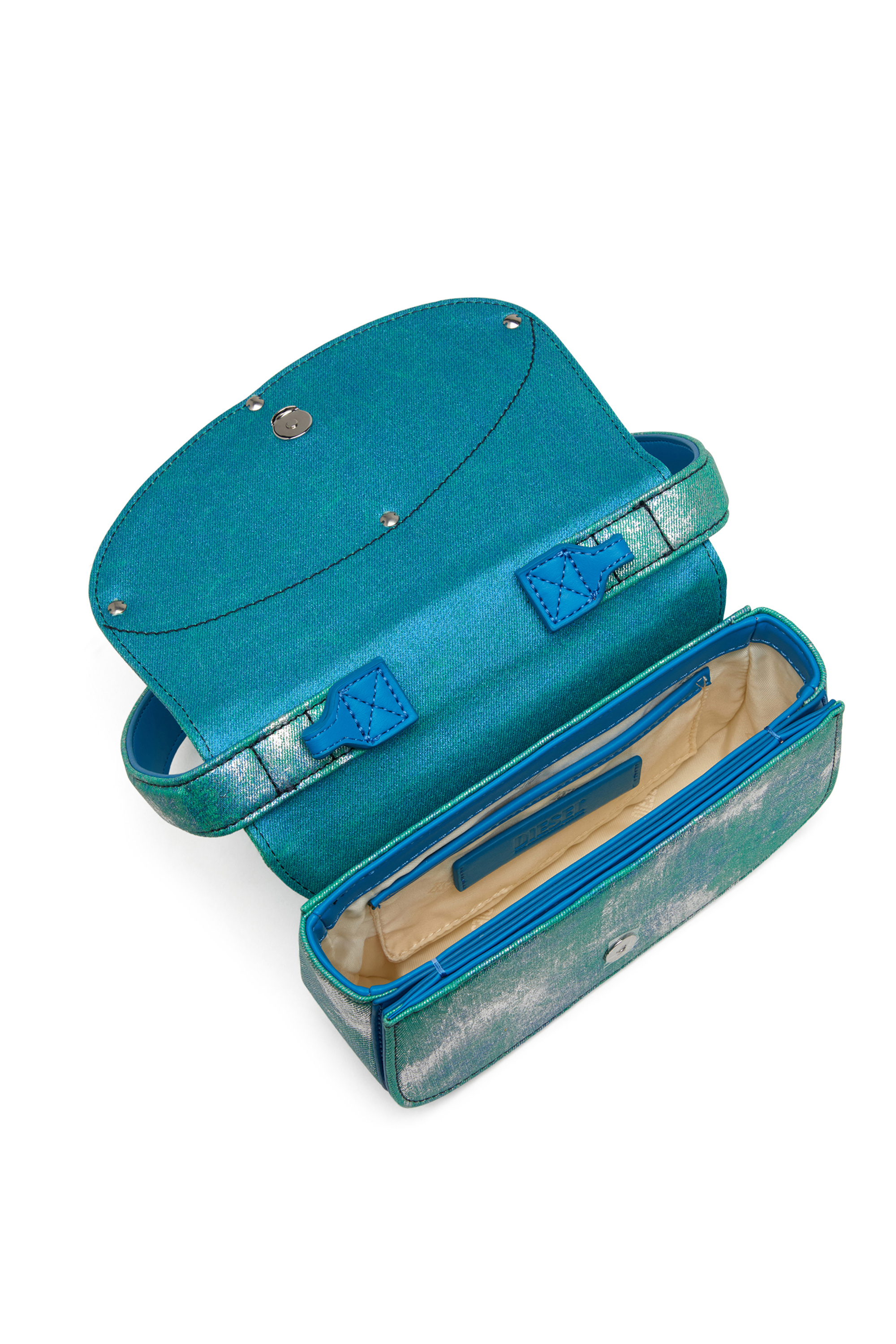 Diesel - 1DR, Woman's 1DR-Iconic shoulder bag in pop colour denim in Blue/Green - 4