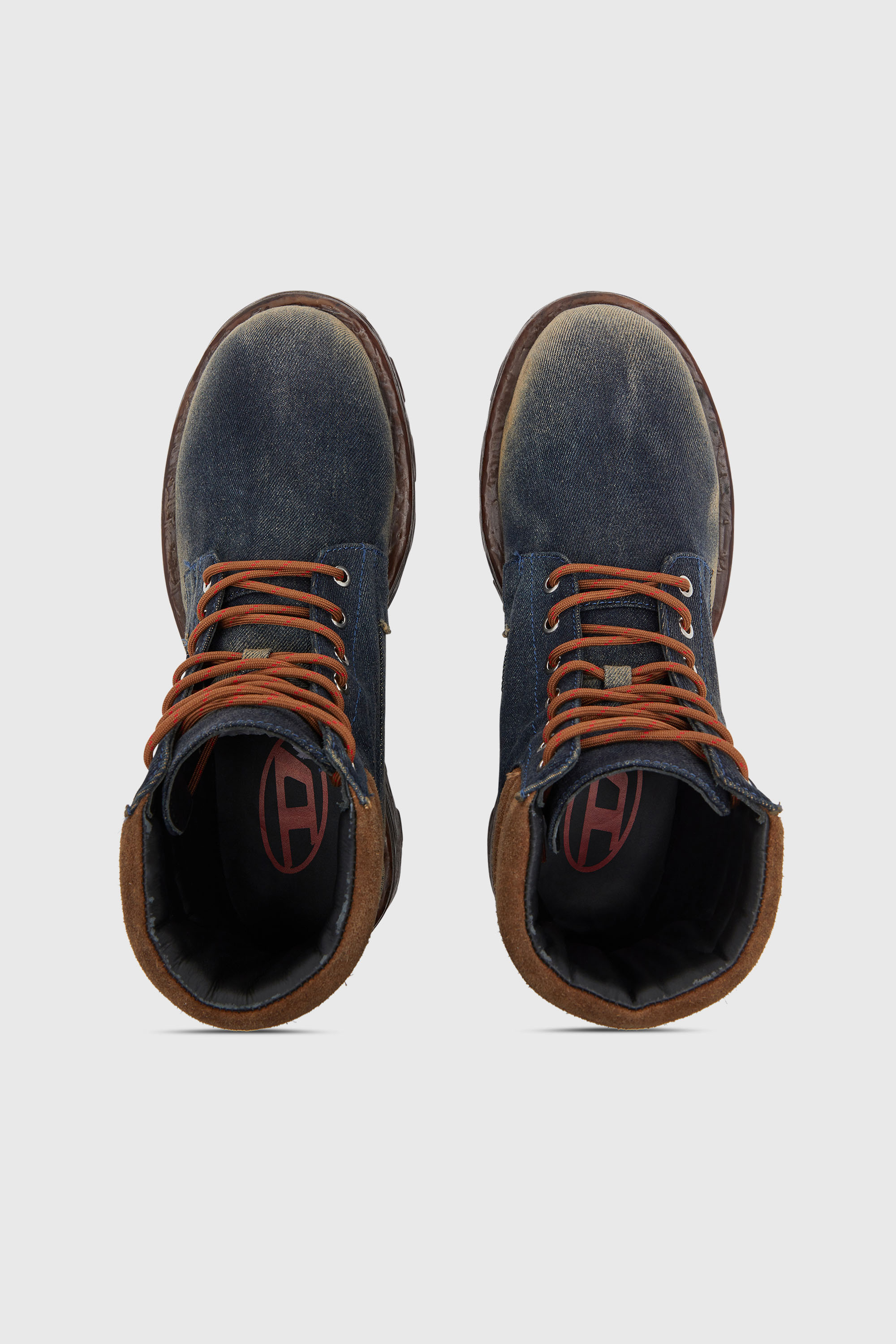 Diesel - D-HAMMER LACE UP, Man's D-Hammer-Combat boots in denim and suede in Dark Blue - 4