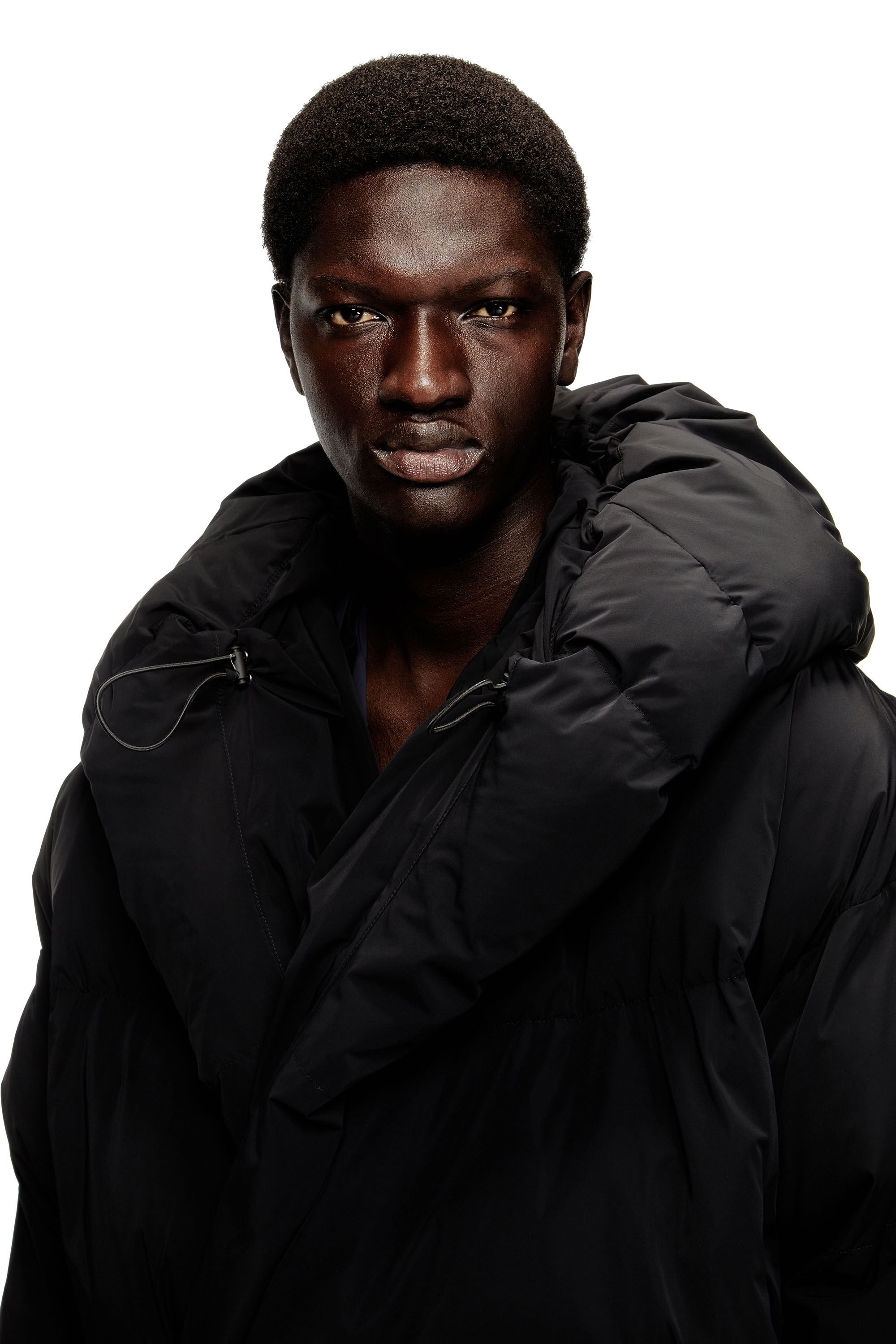 J-SCOTTS-PADDED-A, Black Diesel - J-SCOTTS-PADDED-A, Man's Wrap puffer jacket in stretch nylon in Black - 5