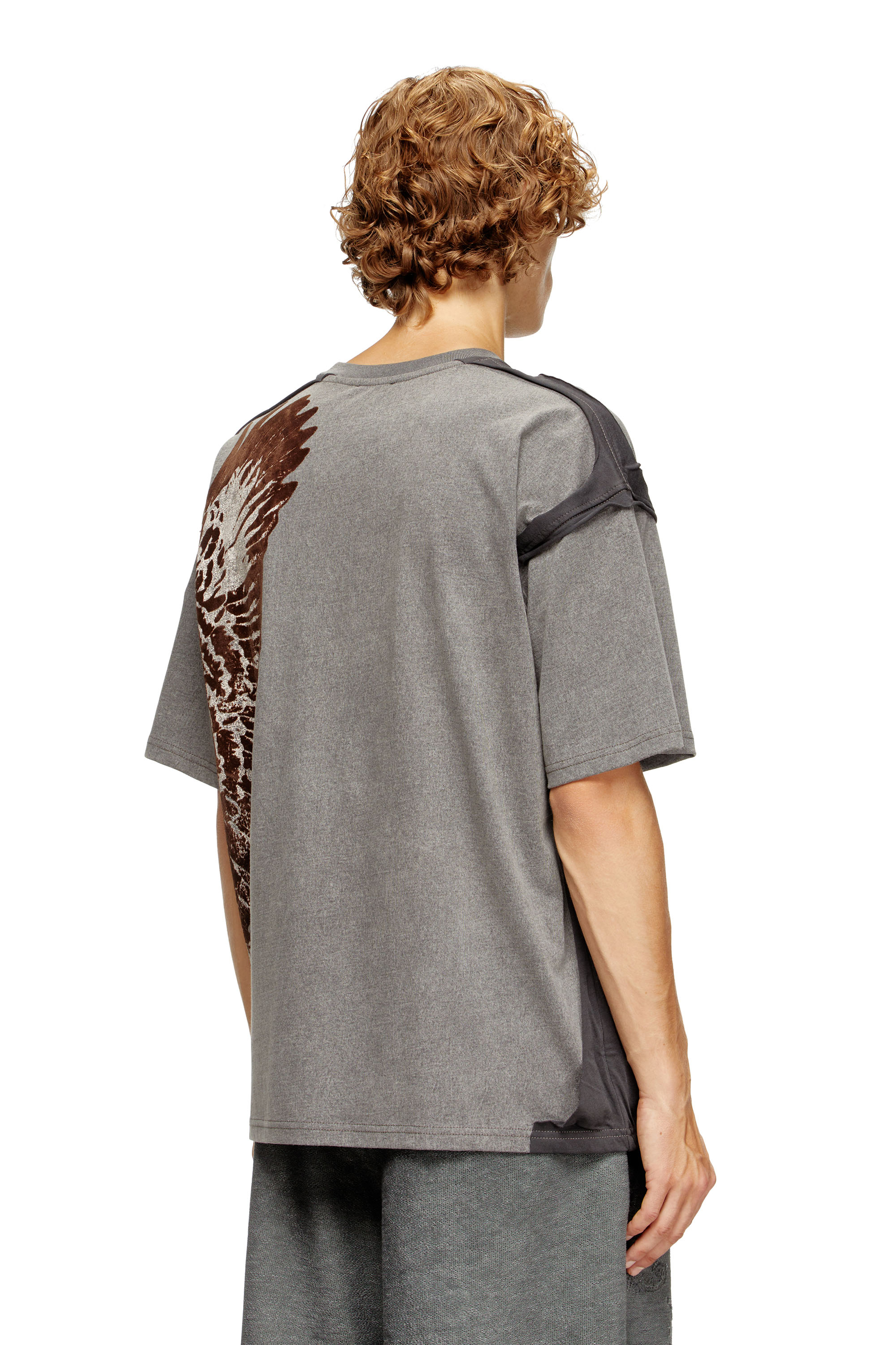 Diesel - T-BOXT-PEELOFF, Man's Peel-off T-shirt with eagle print in Grey - 4