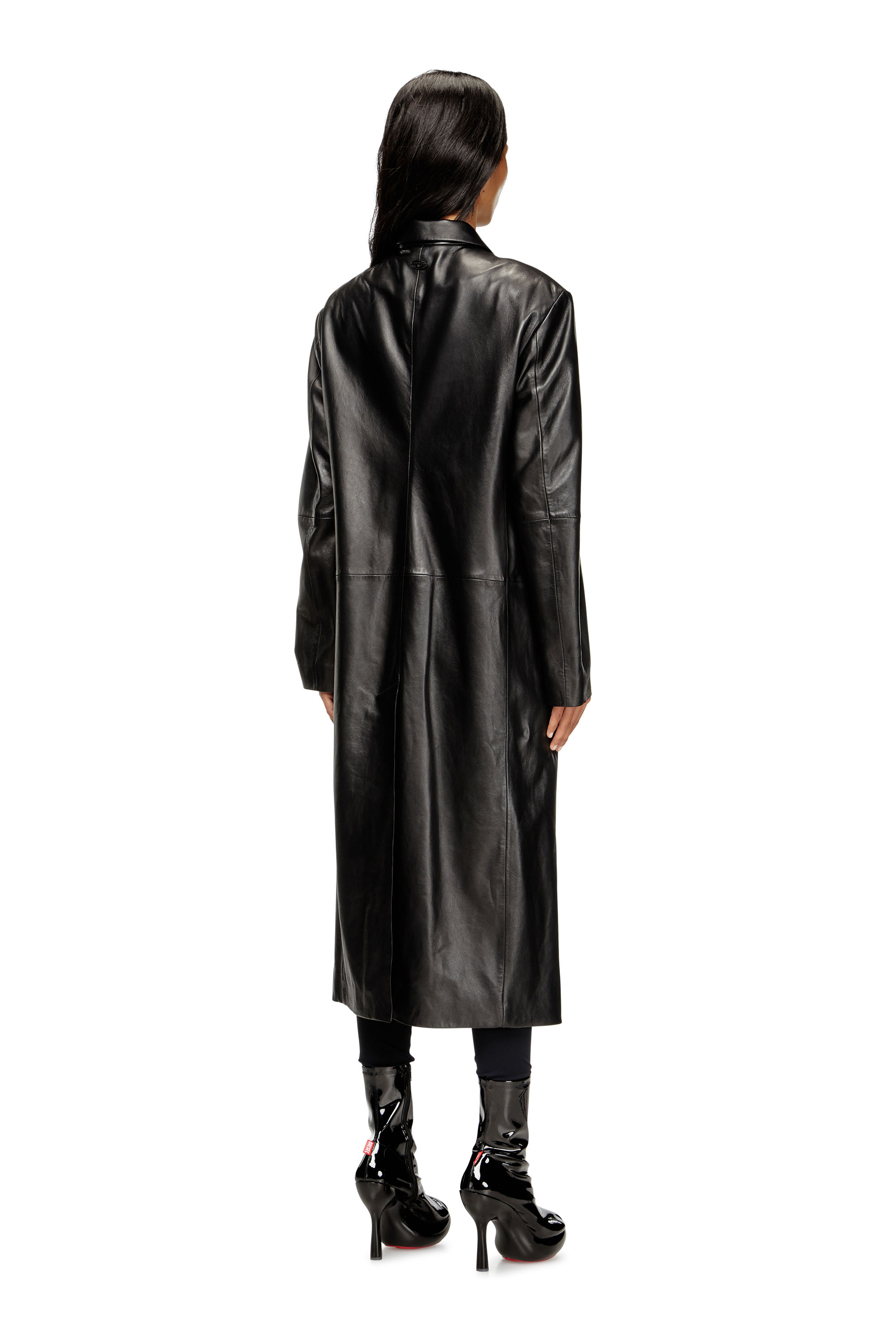 L-ANCELOT, Black Diesel - L-ANCELOT, Woman's Long padded leather coat in Black - 4