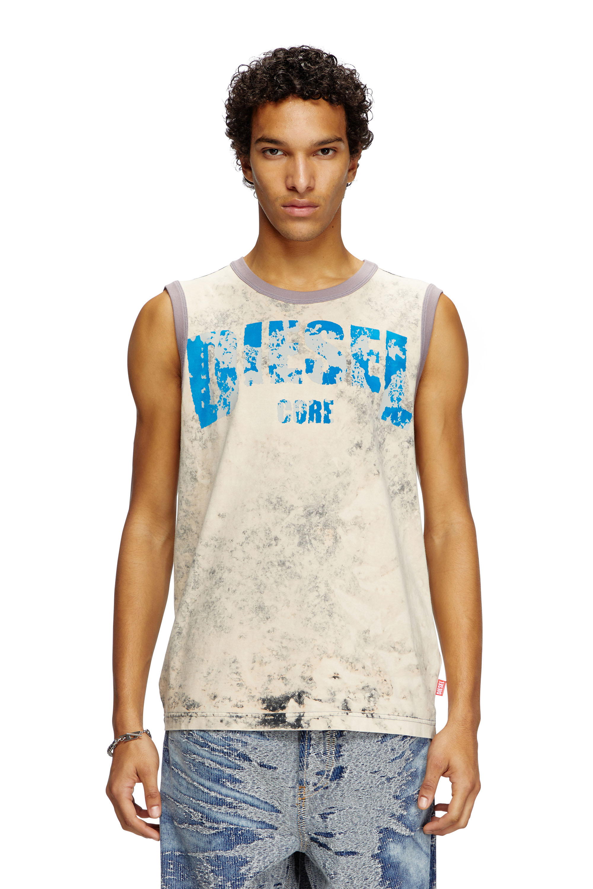 Diesel - T-BISCO-R1, Man's Treated tank top with Diesel Core logo in Light Grey - 3