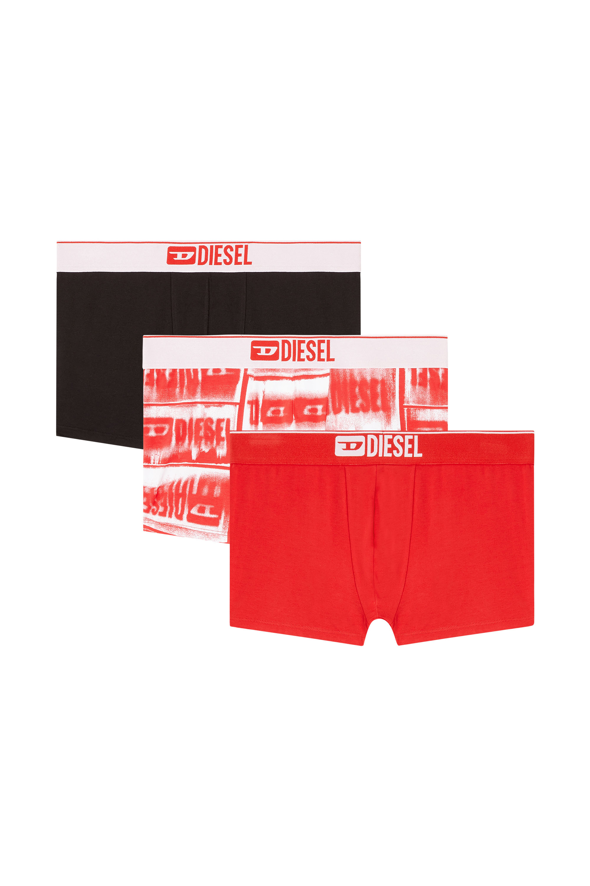 Diesel - DAMIEN-D-BOX-3PACK, Man's 3-pack boxer briefs in stretch cotton in Red/White - 1