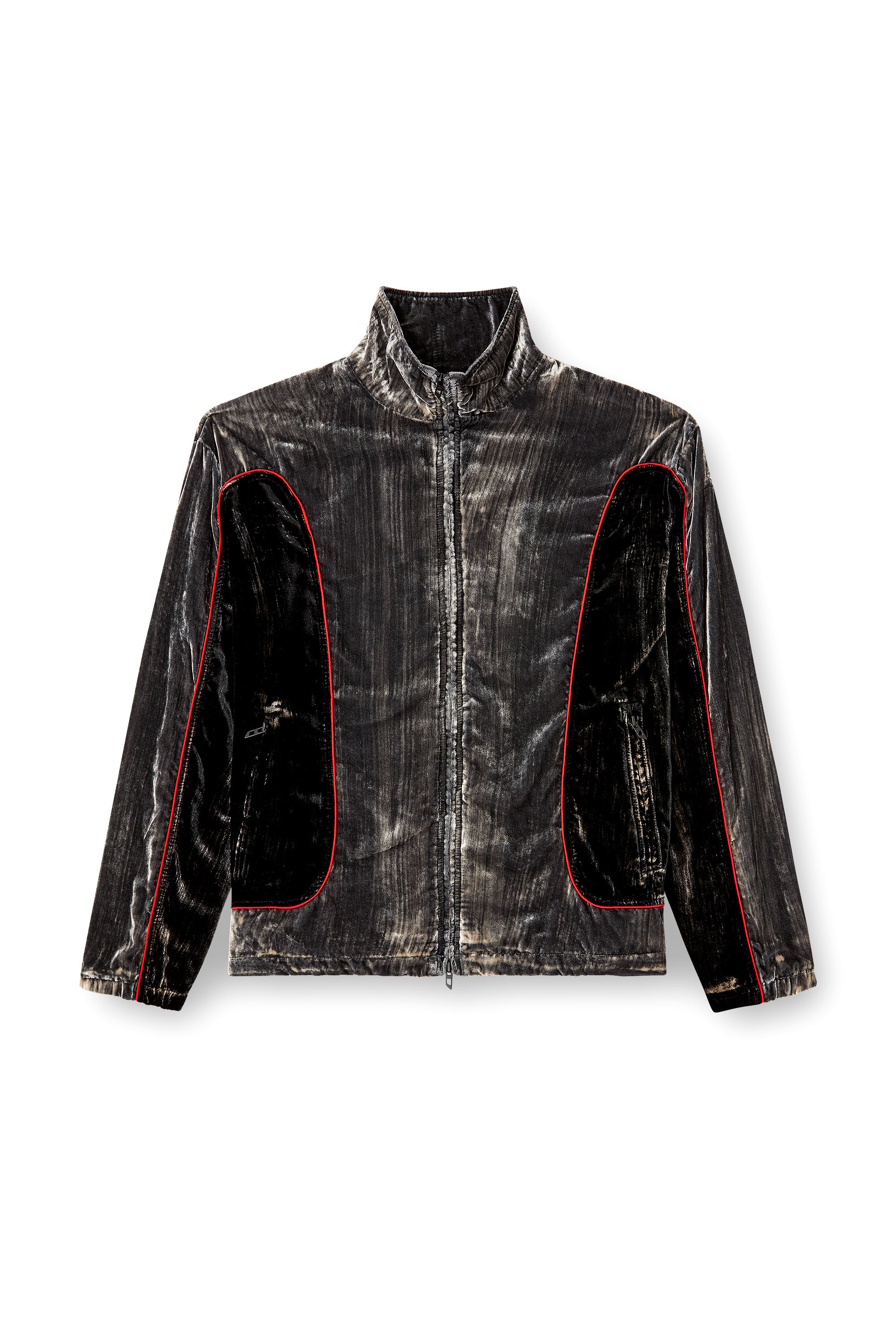 Diesel - J-HAY, Man's Track jacket in treated velvet in null - 3