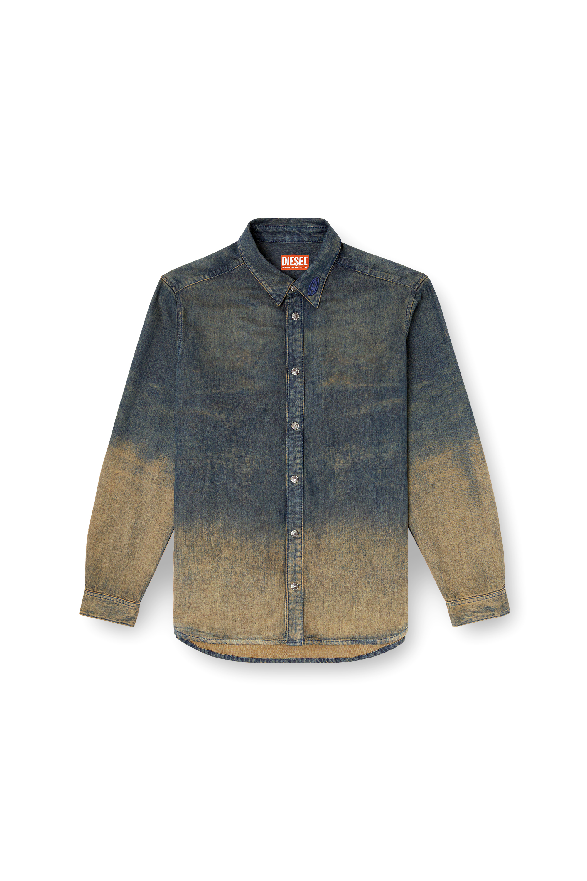 D-SIMPLY-S8, Dark Blue Diesel - D-SIMPLY-S8, Man's Shirt in fluid shaded denim in Dark Blue - 2