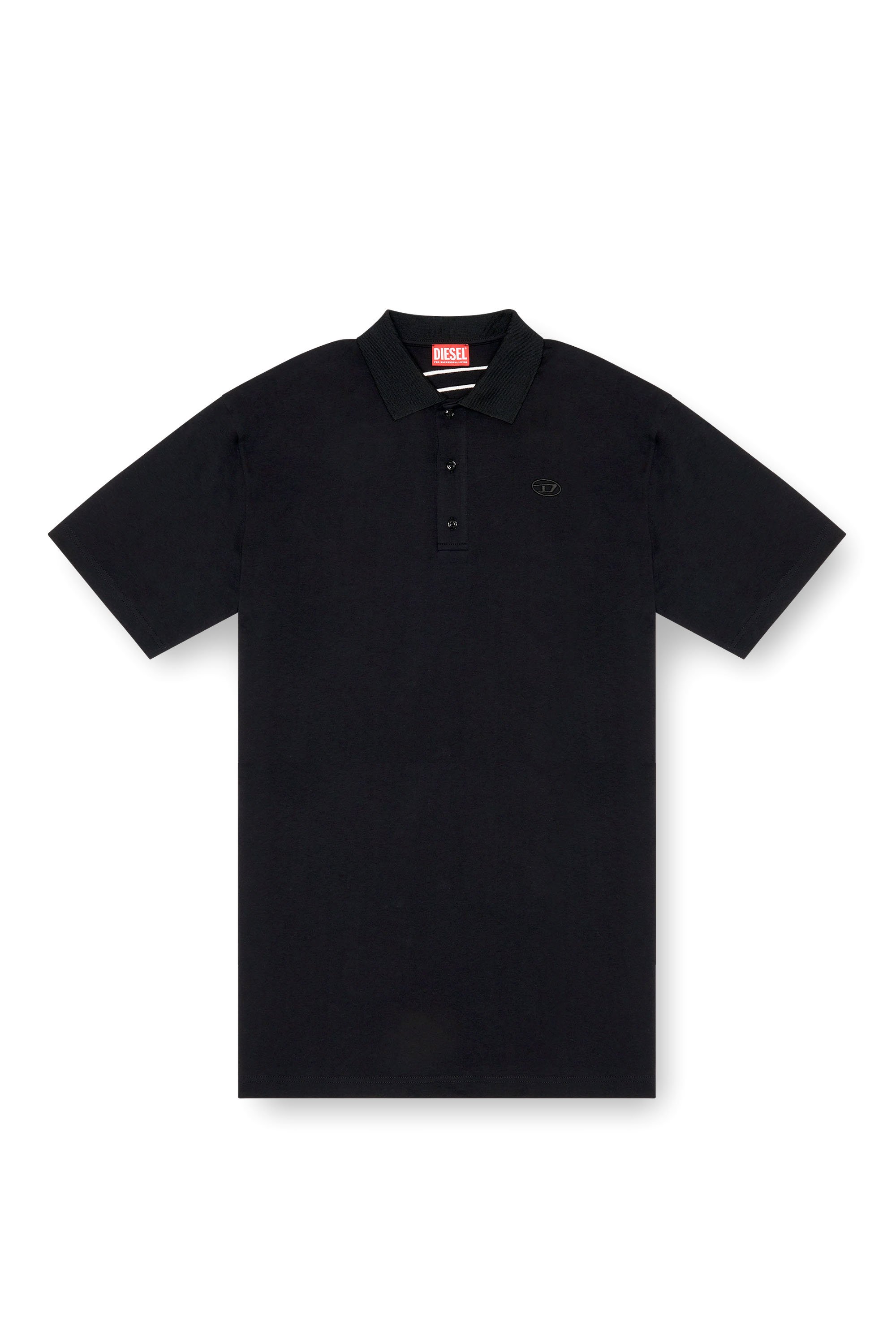 Diesel - T-VORT-MEGOVAL-D, Man's Polo shirt with maxi oval D embroidery in Black - 4