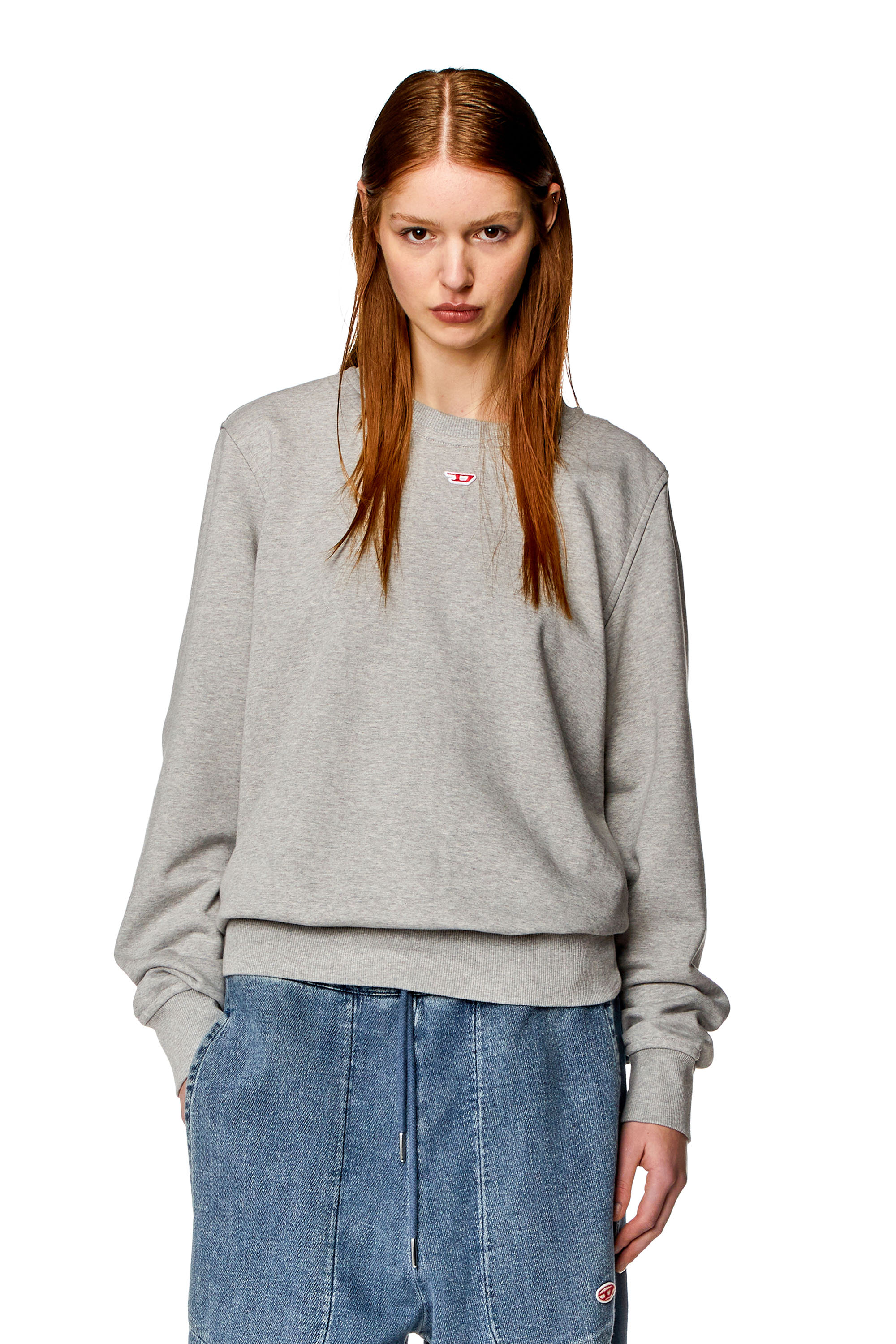 Diesel - S-GINN-D, Woman Sweatshirt with D logo in Grey - Image 1