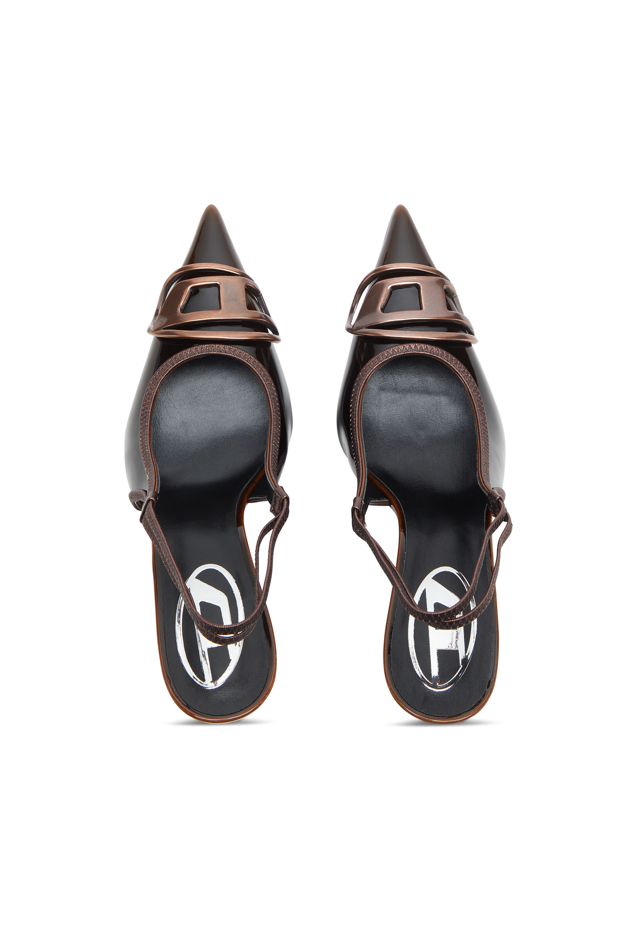 Diesel - D-VENUS SB, Woman's D-Venus-Patent slingback pumps with dégradé effect in Blue/Brown - 5