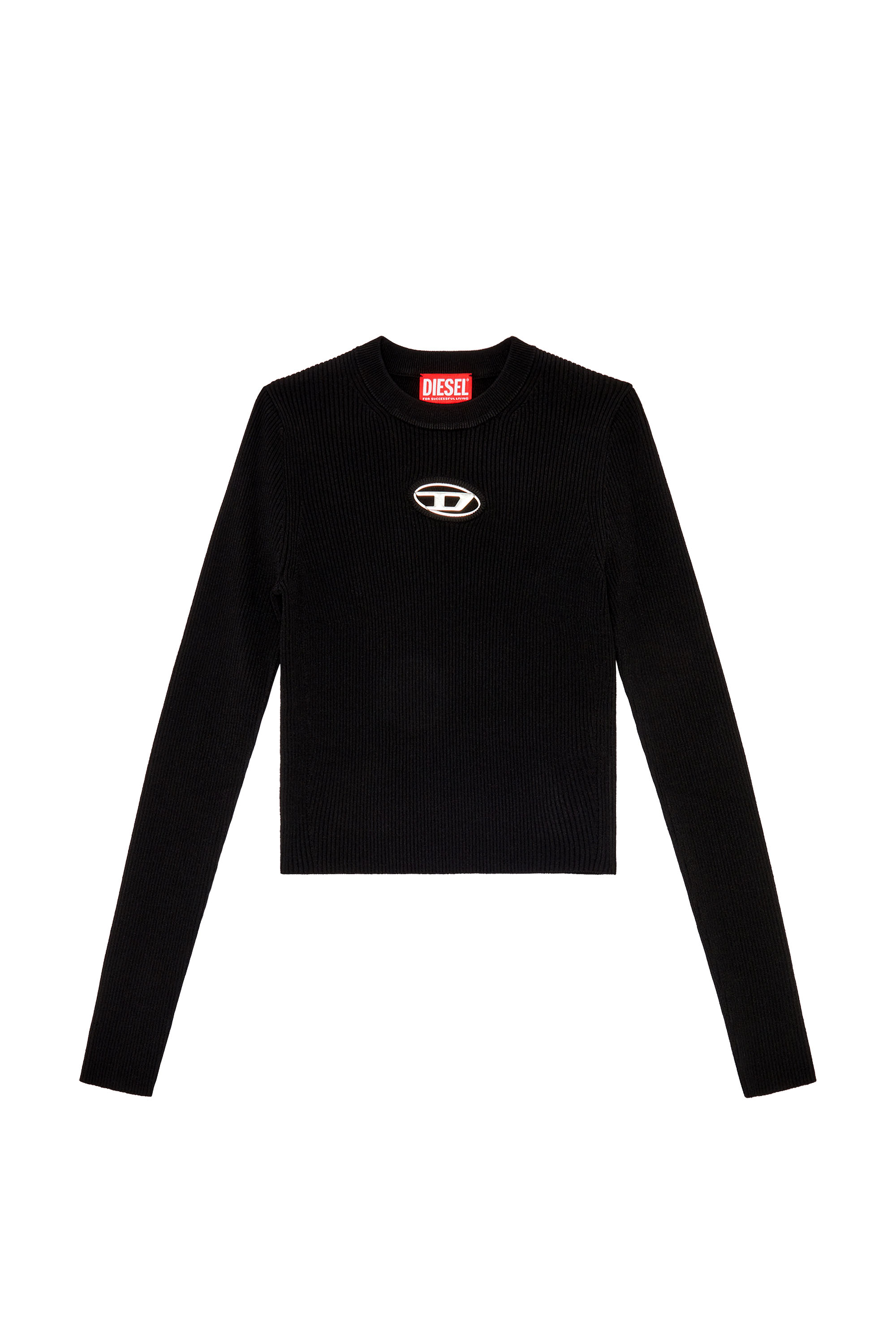 Diesel - M-VALARY, Woman's Ribbed-knit long-sleeve top in Black - 2