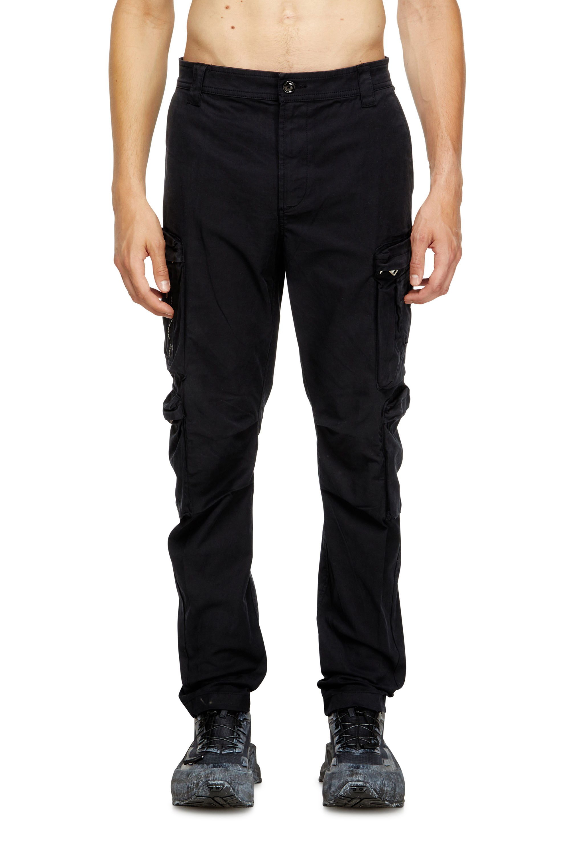 Diesel - P-ARLEM, Man's Cargo pants with zip pocket in Black - 1