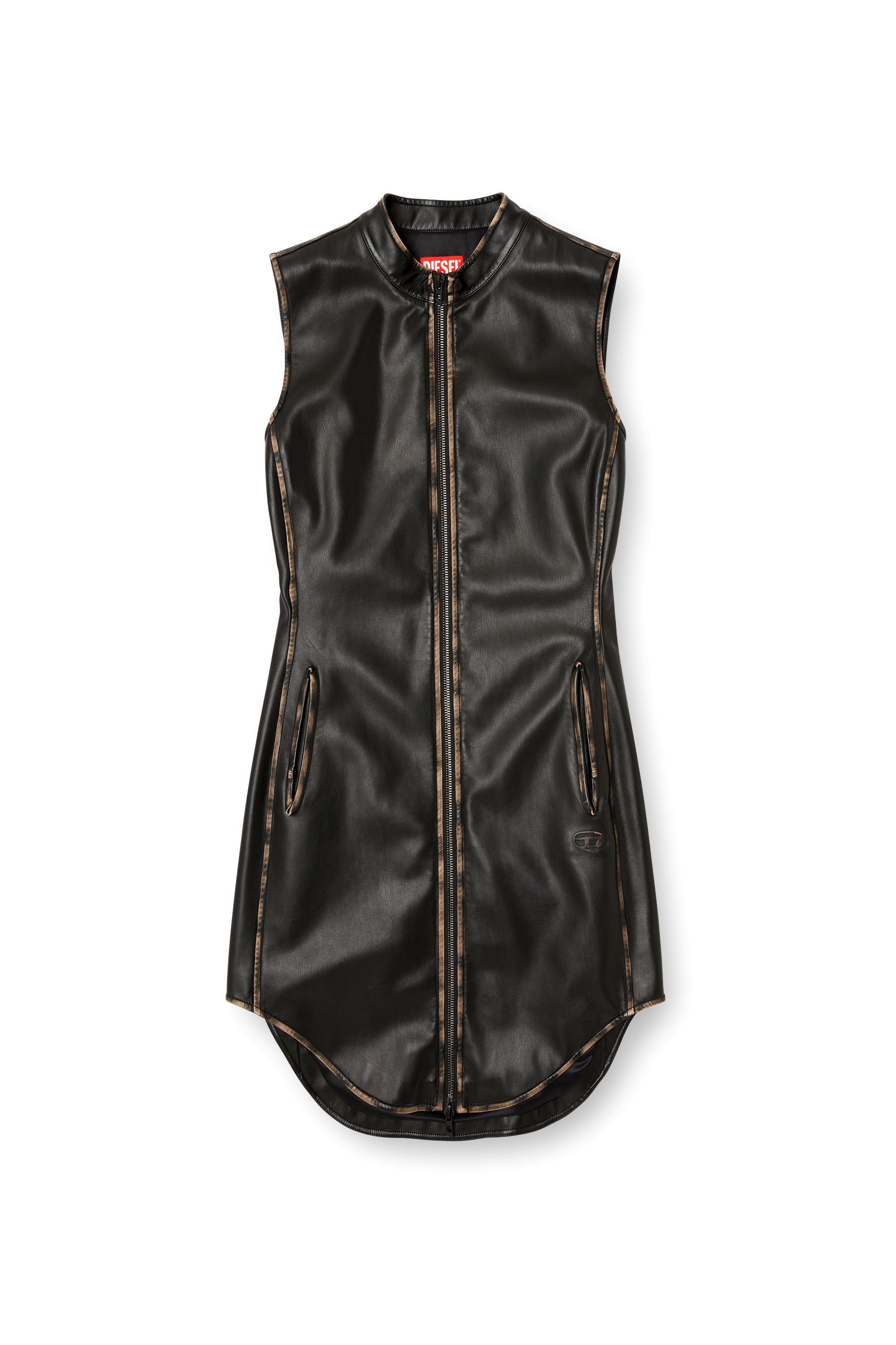 Diesel - D-ENEAS, Woman's Dress in treated technical fabric in Black/Brown - 2