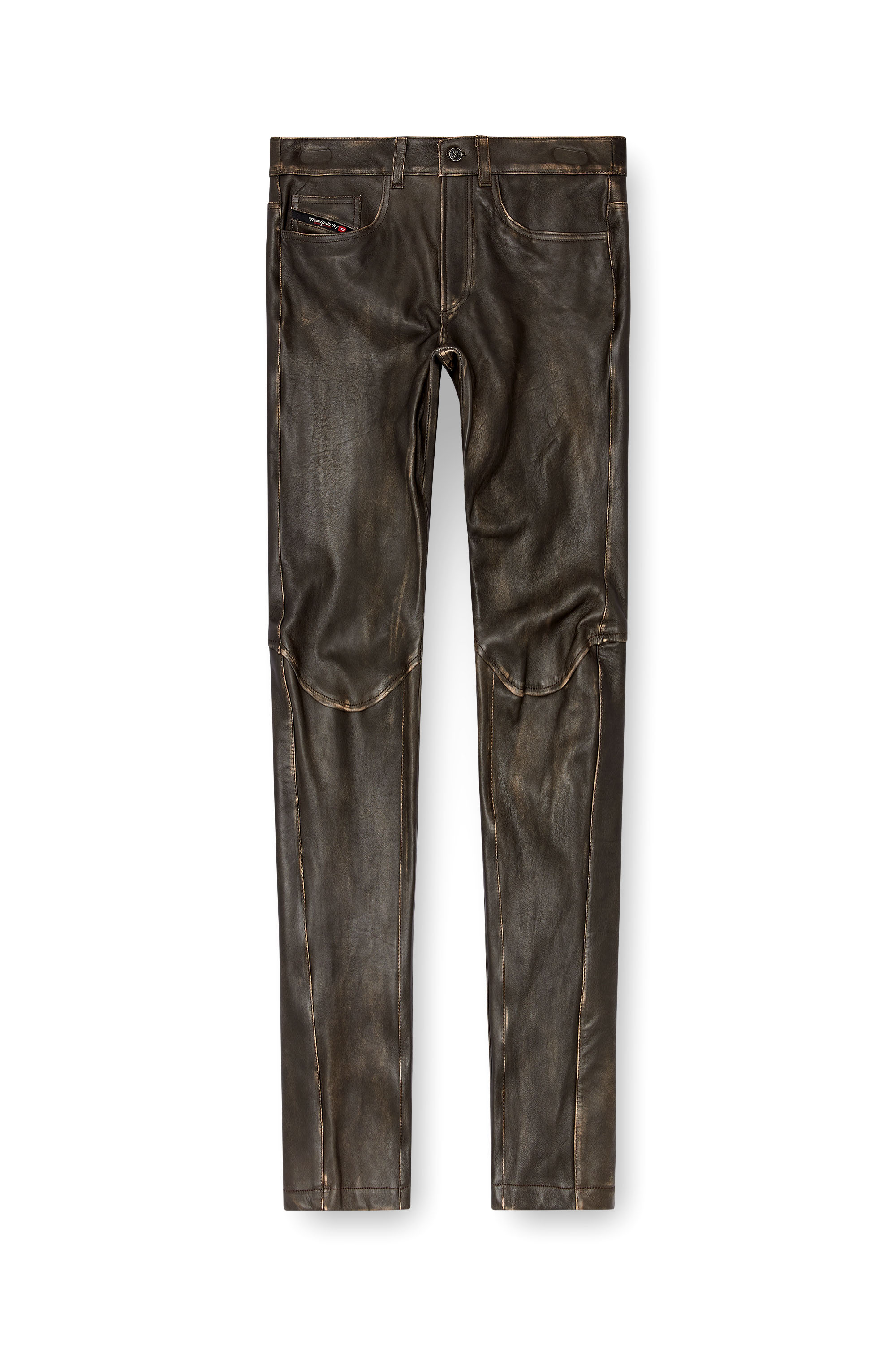 Diesel - P-NASH-LEAT, Man's Distressed leather pants in Black - 3